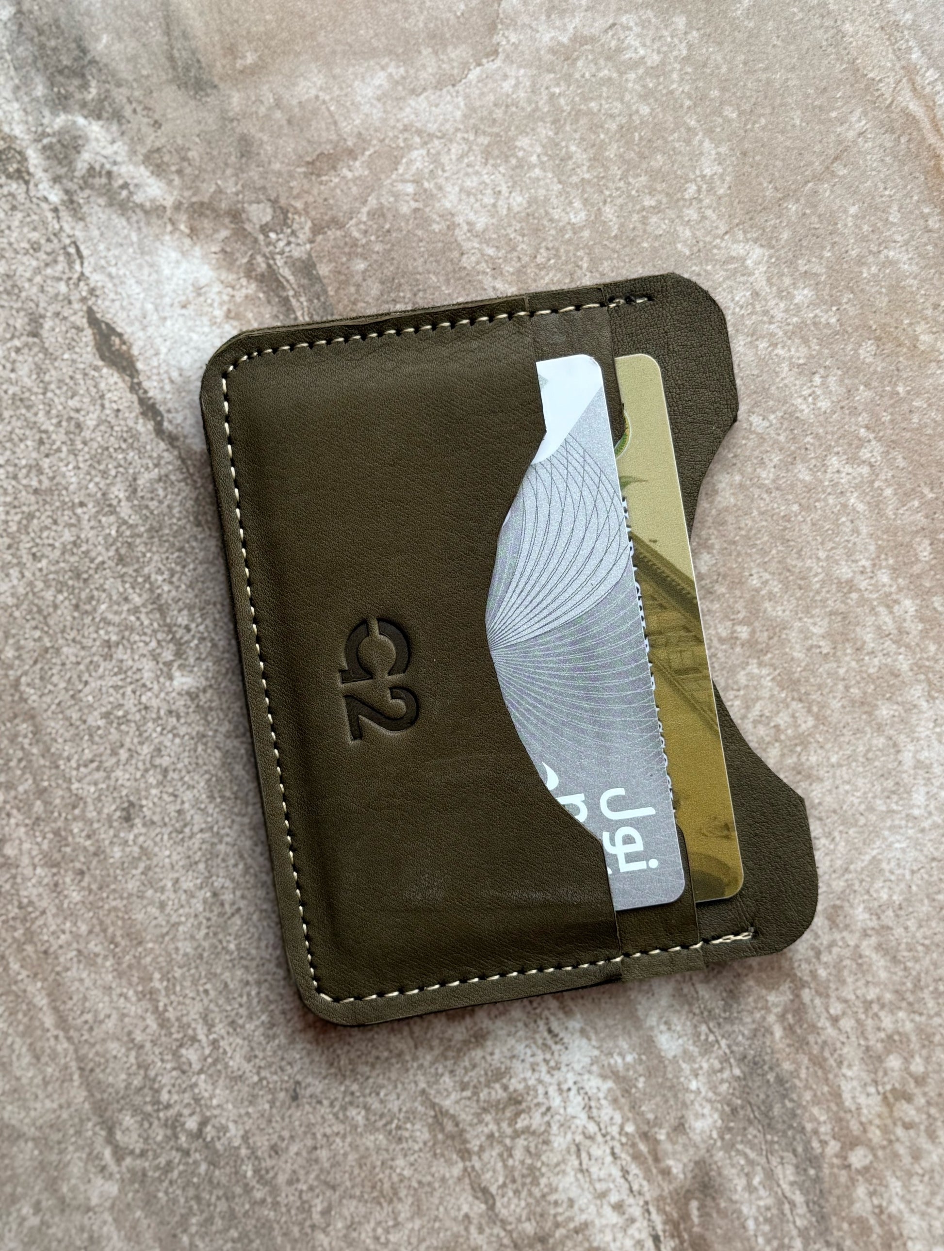Olive Green Leather Card Holder