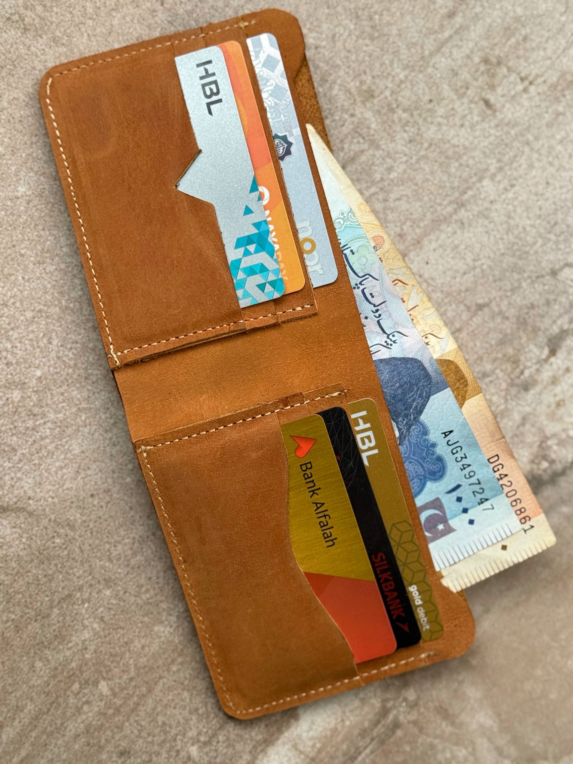 Bi-Fold Camel Brown Leather Wallet