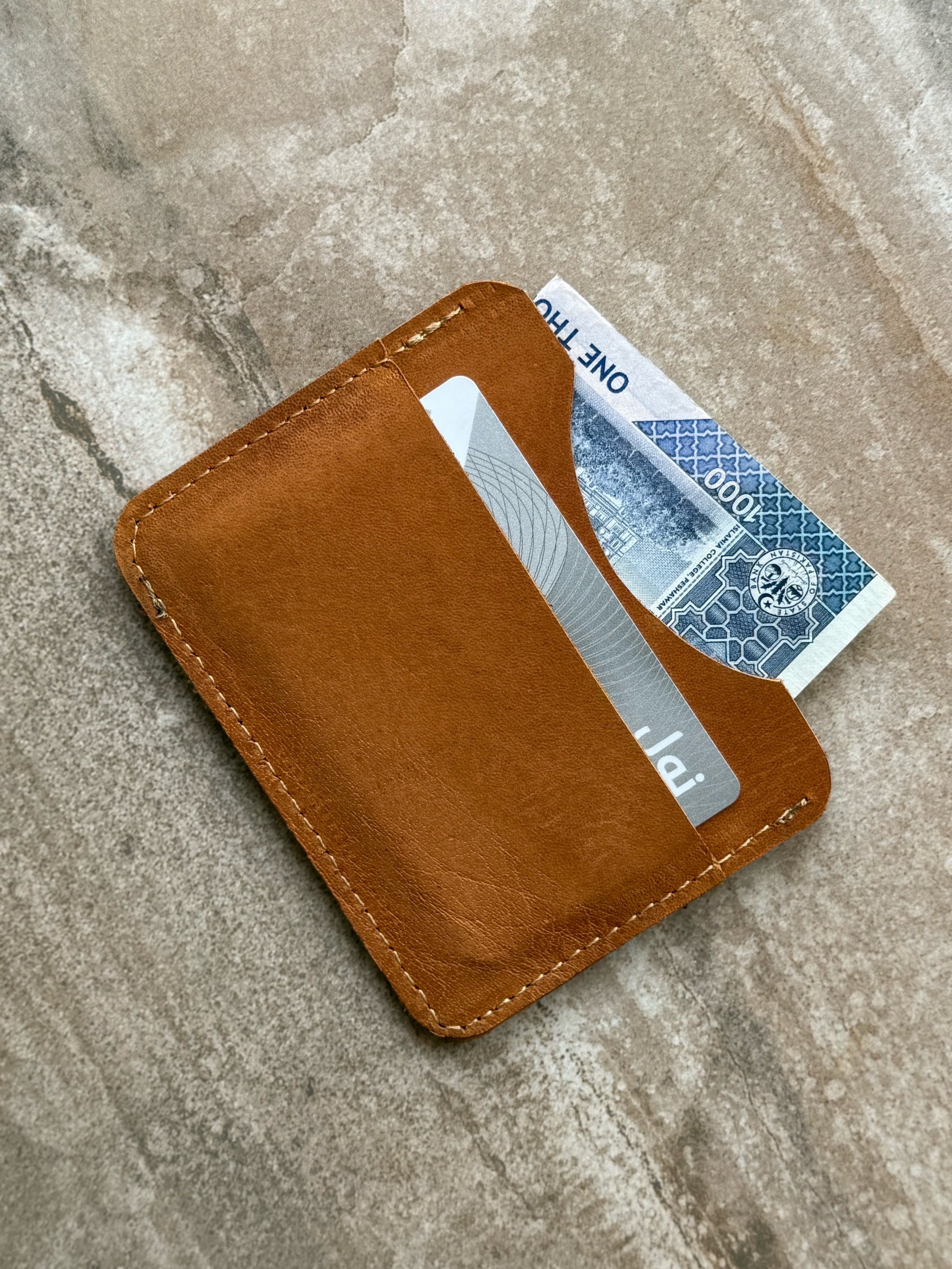 Camel Brown Leather Card Holder