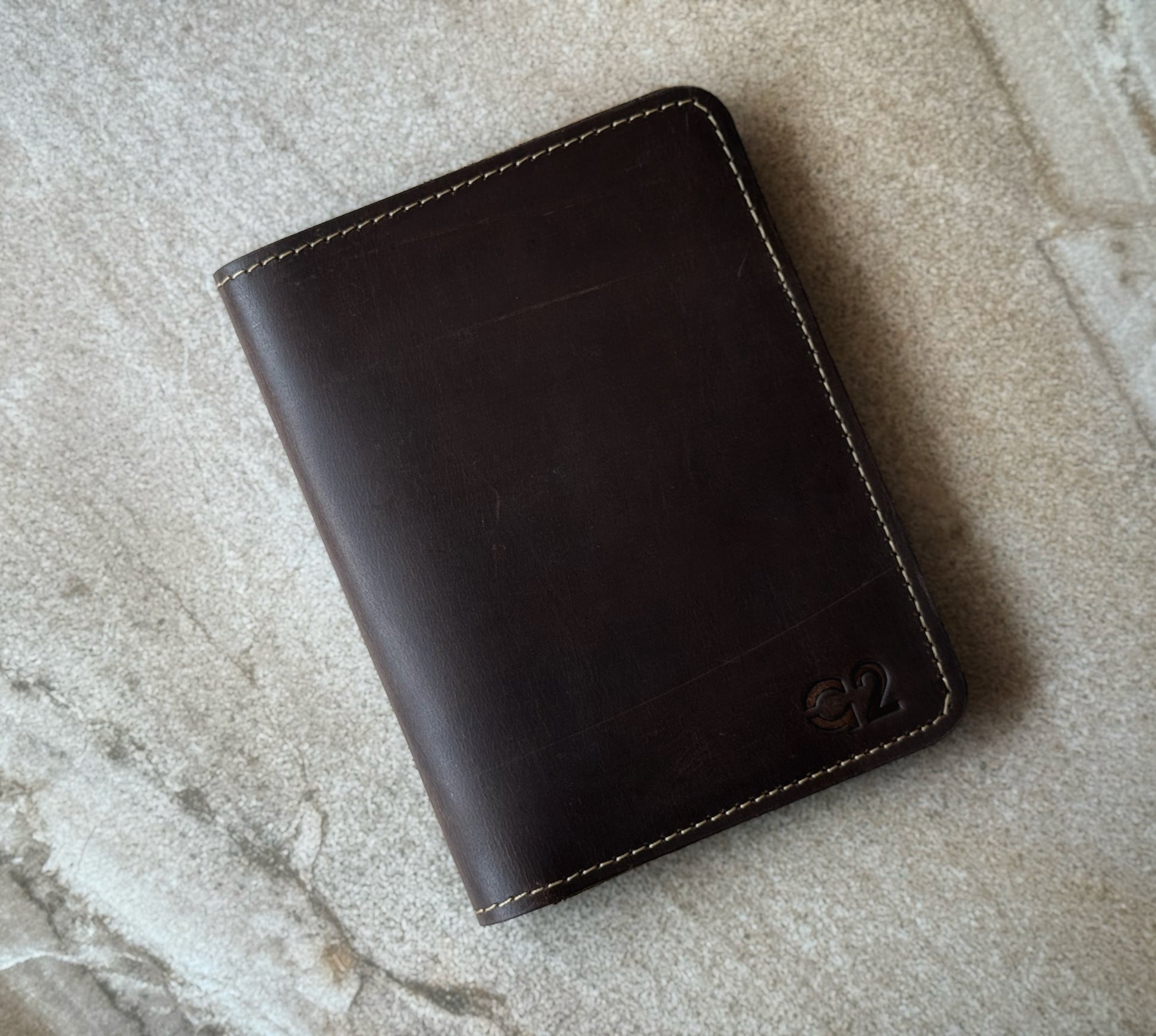 Dark Brown Leather Passport Wallet
