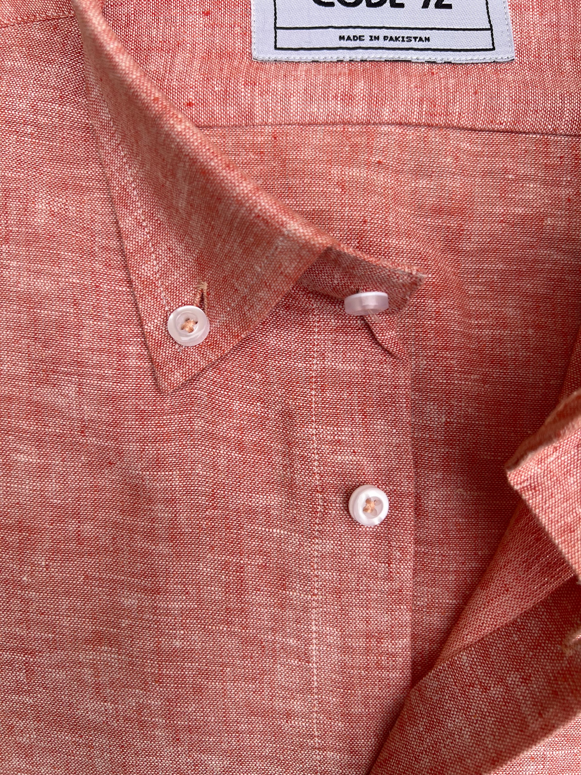 Orange & White Cotton Linen Shirt