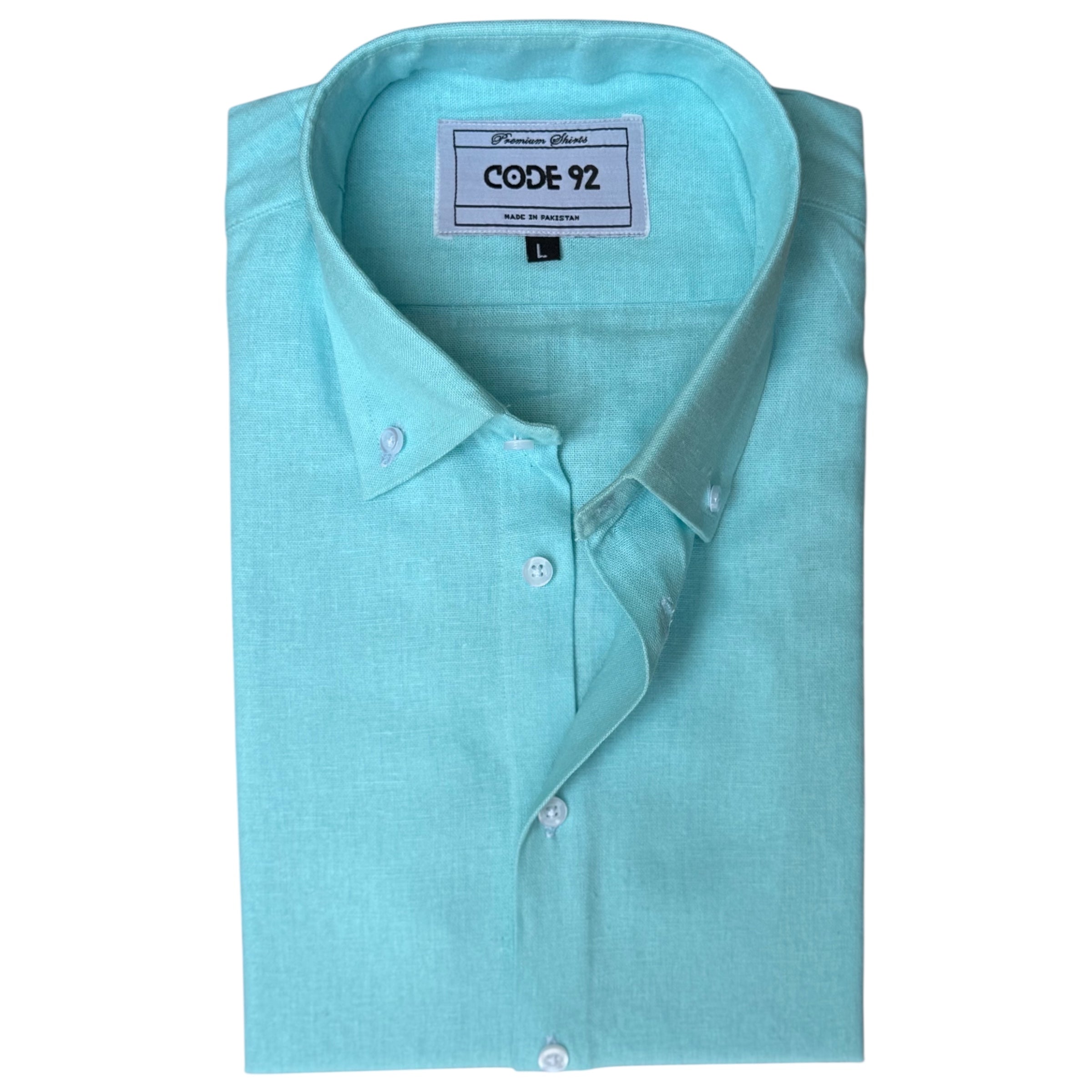 Aqua Cotton Linen Shirt L / Full Sleeves Aqua Cotton Linen Shirt L / Full Sleeves