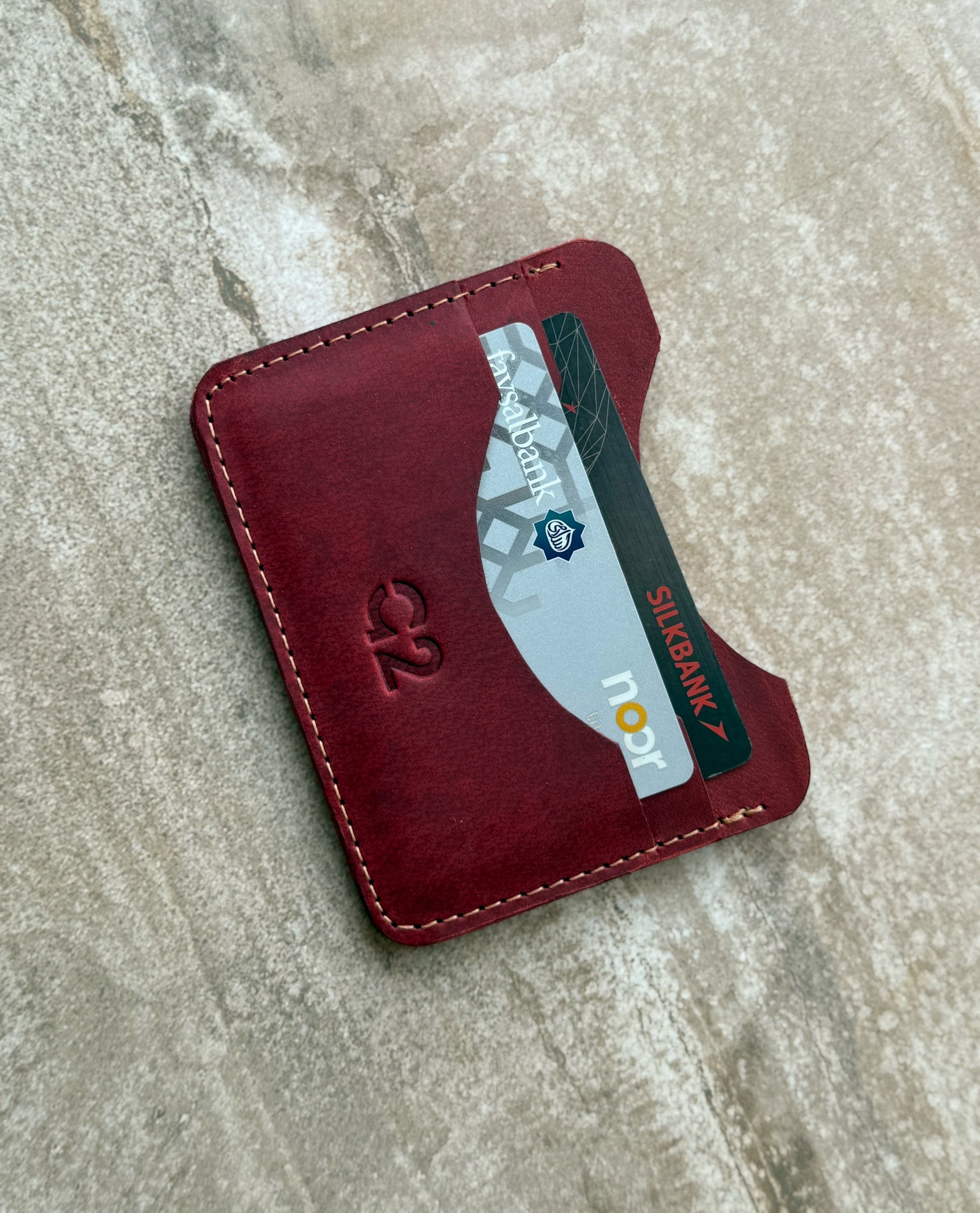 Brick Maroon Leather Card Holder