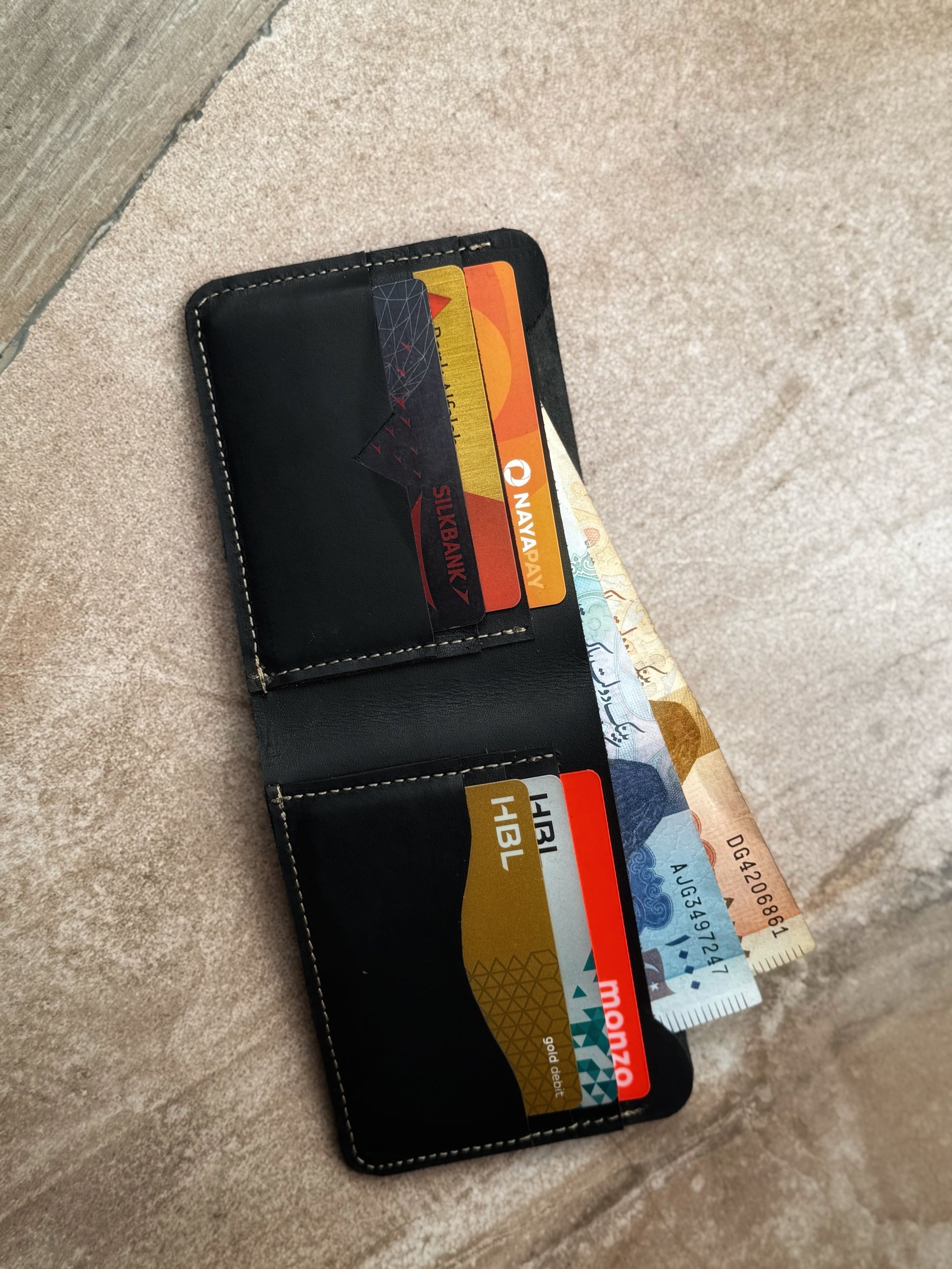 Bi-Fold Black Leather Wallet