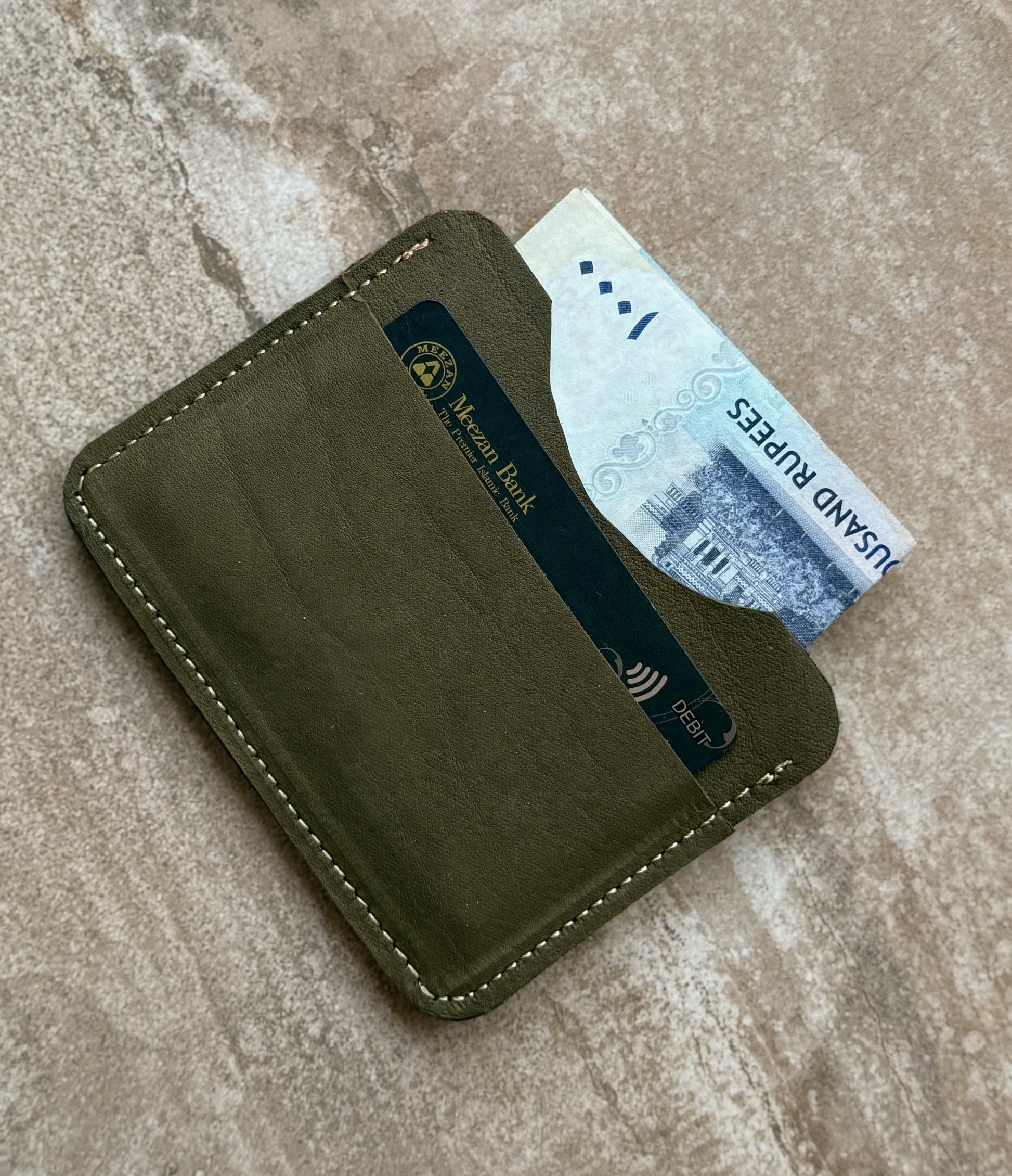 Olive Green Leather Card Holder