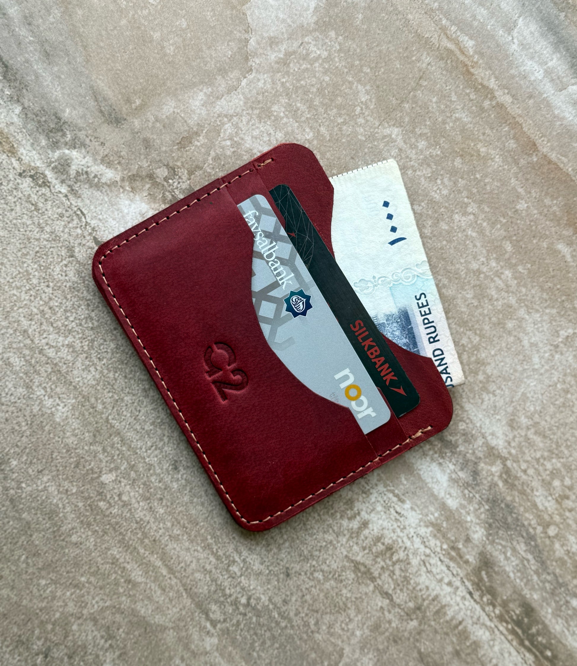Brick Maroon Leather Card Holder