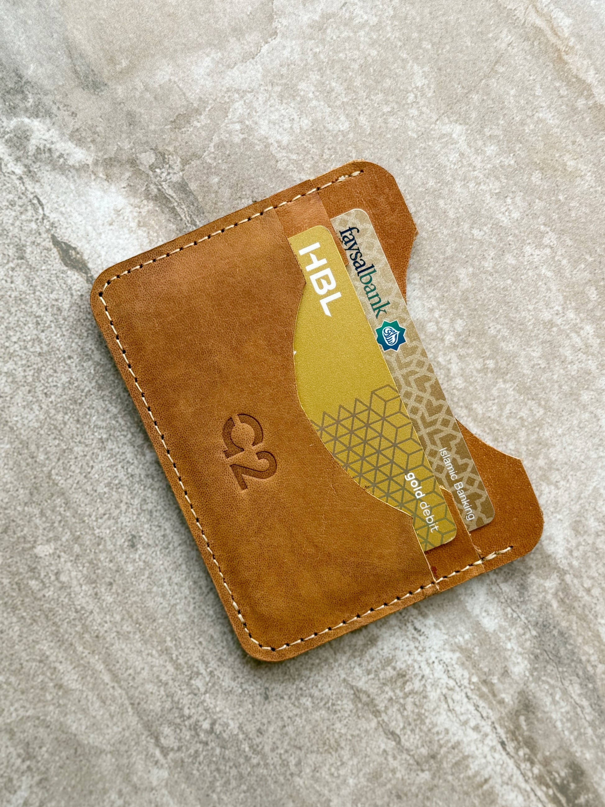 Camel Brown Leather Card Holder