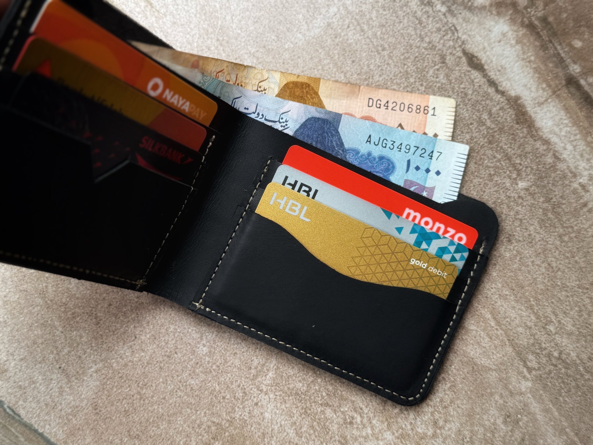Bi-Fold Black Leather Wallet