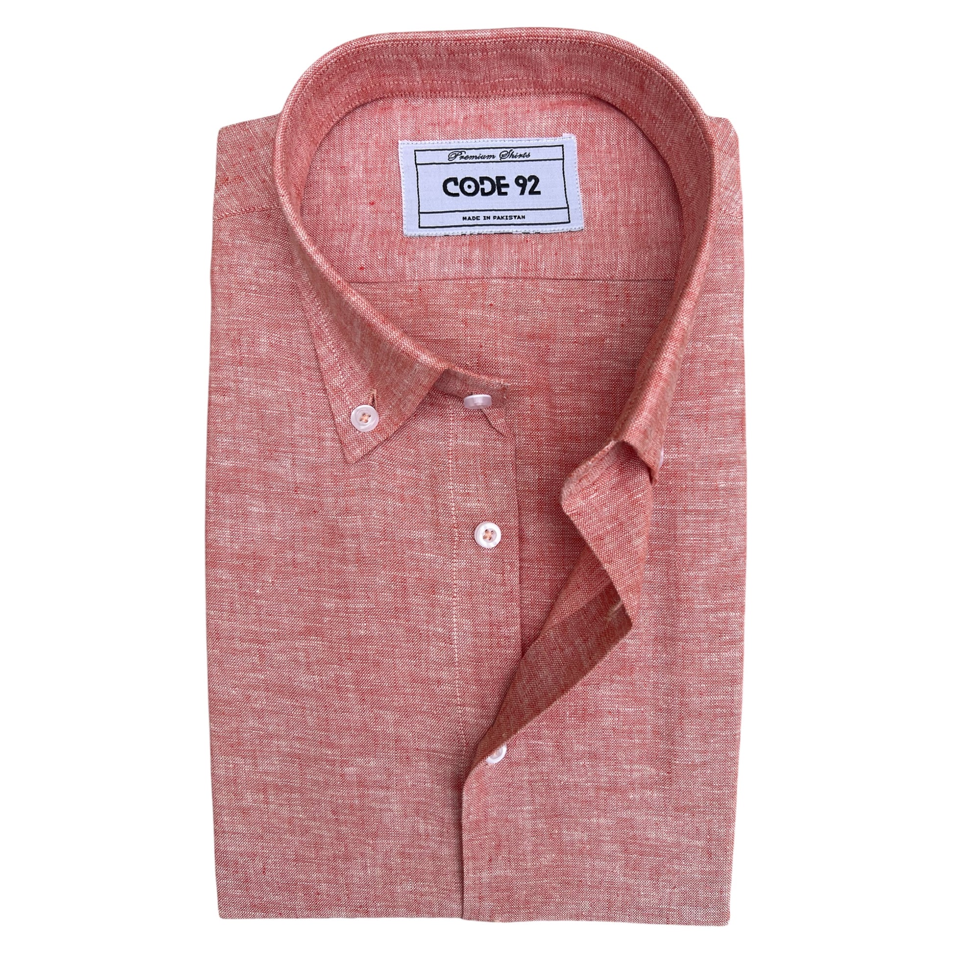 Orange & White Cotton Linen Shirt