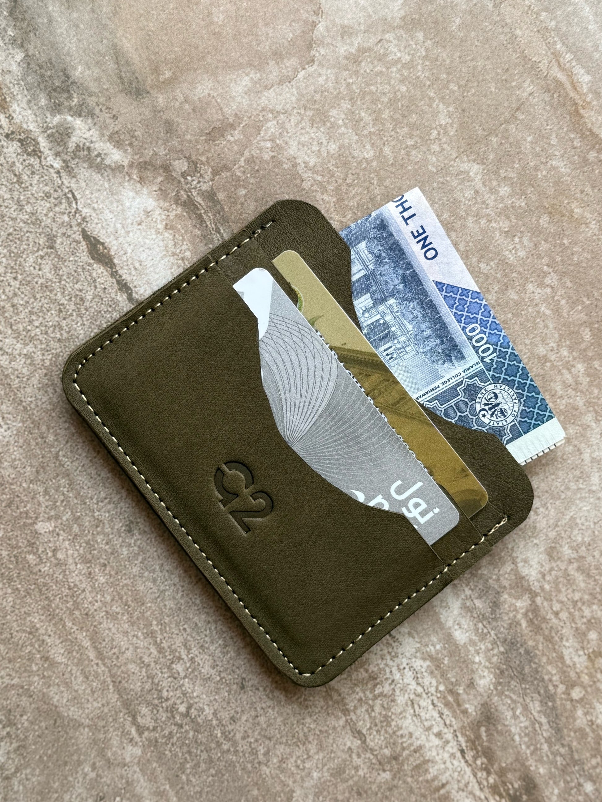 Olive Green Leather Card Holder
