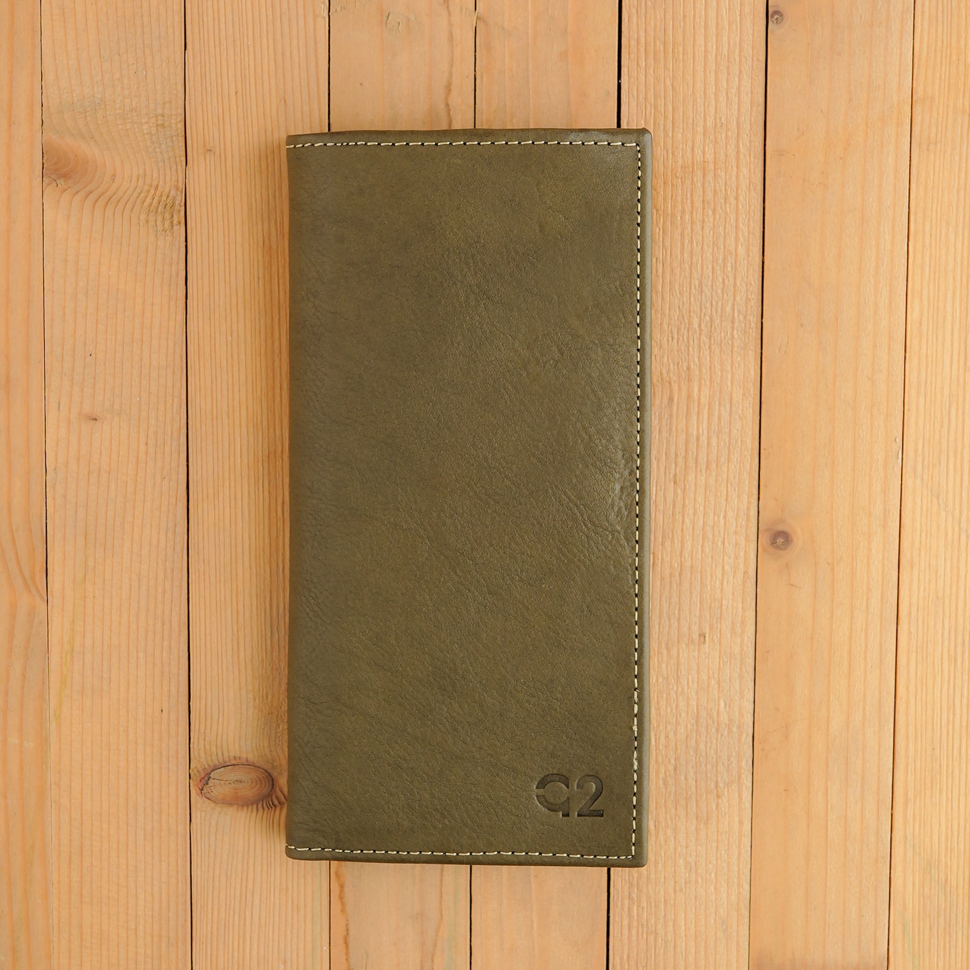Olive Green Leather Organizer Wallet