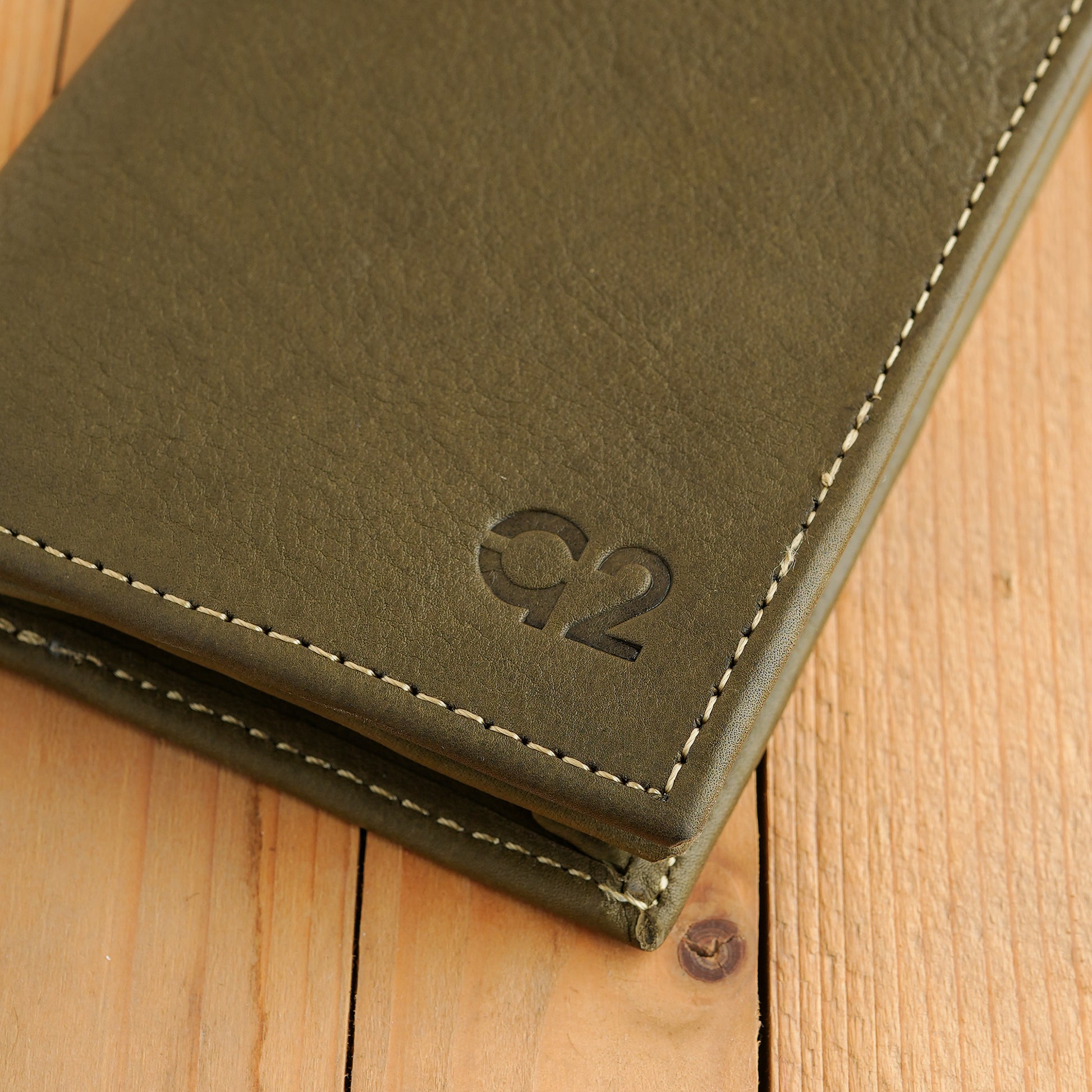 Olive Green Leather Organizer Wallet