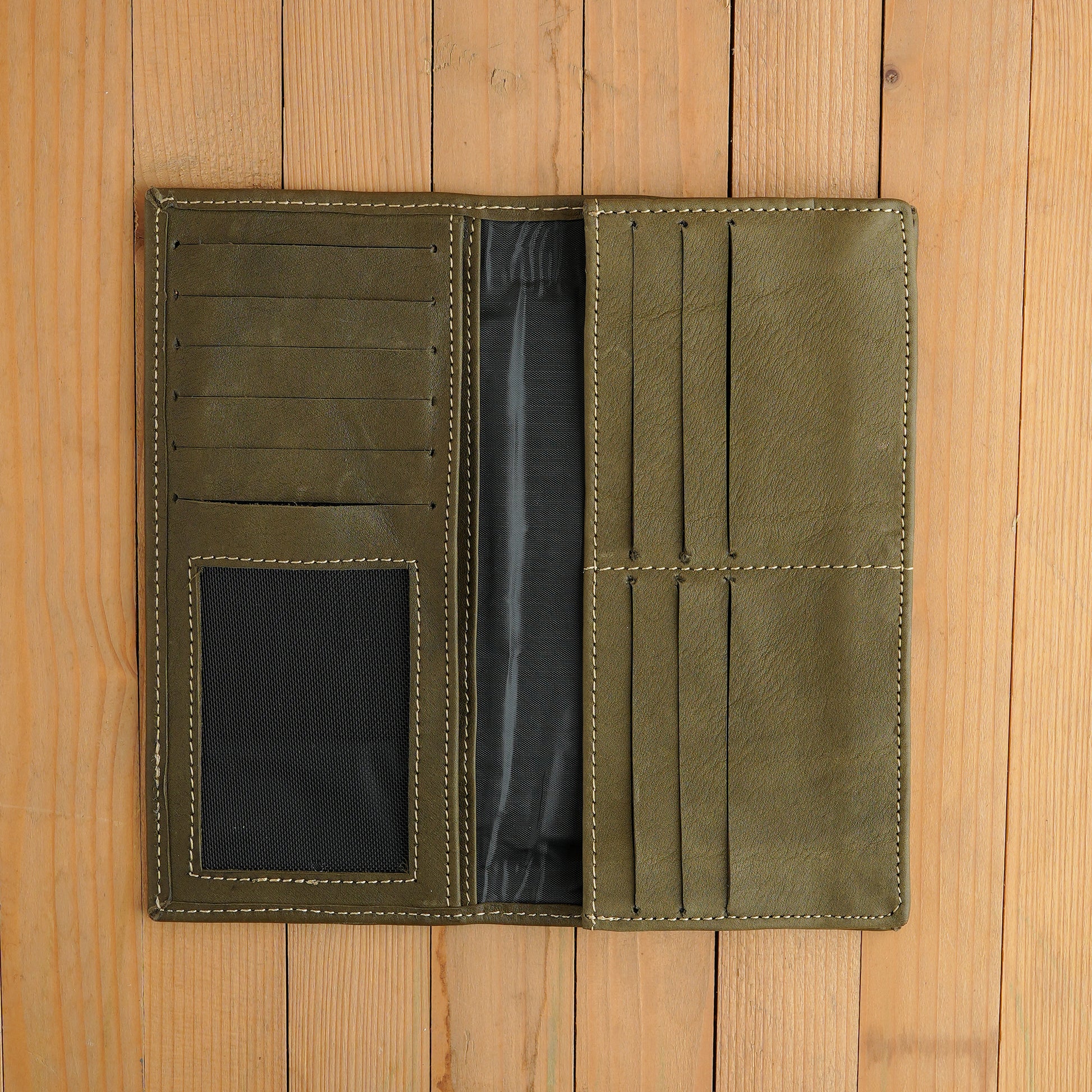 Olive Green Leather Organizer Wallet