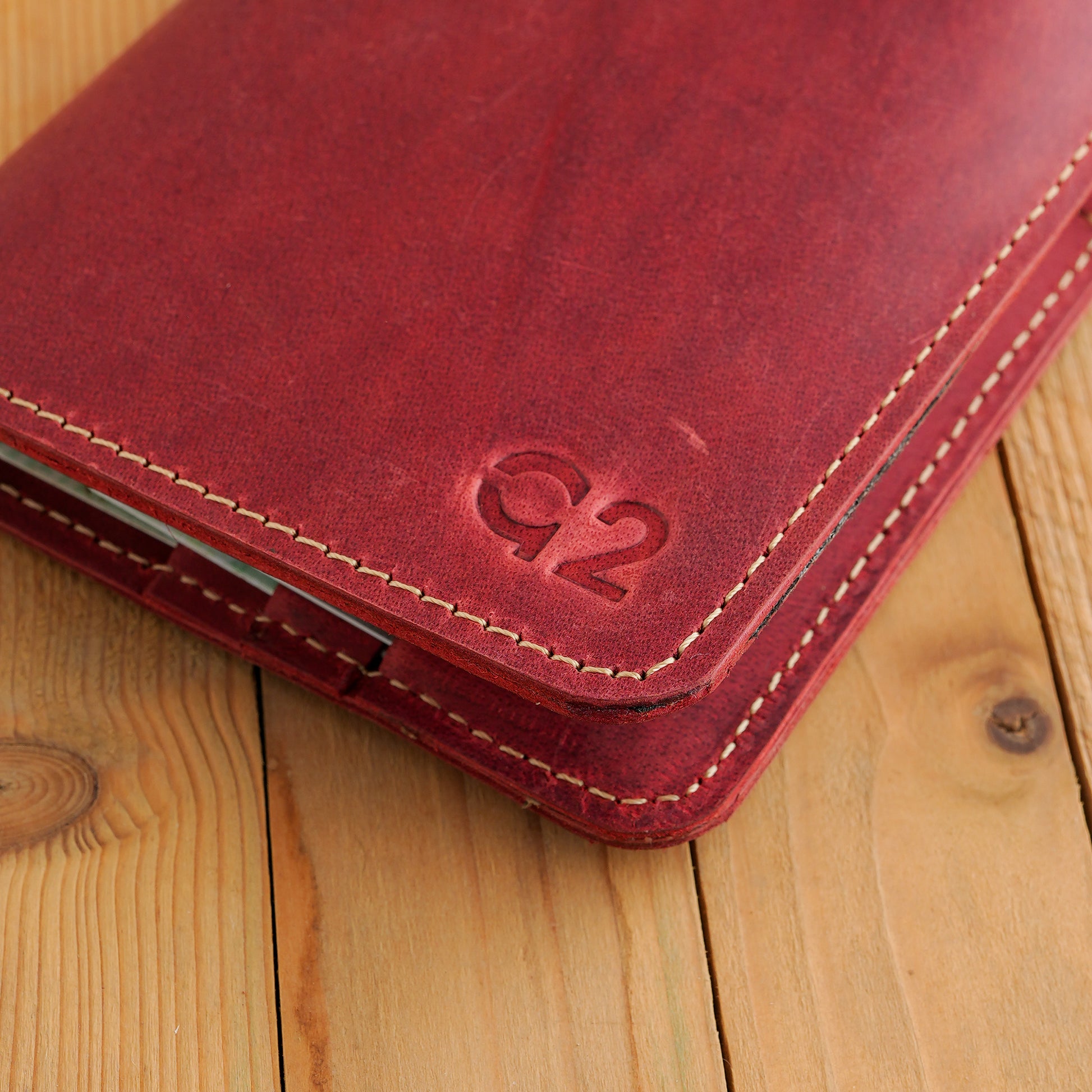 Brick Red Leather Card Holder Organizer Wallet