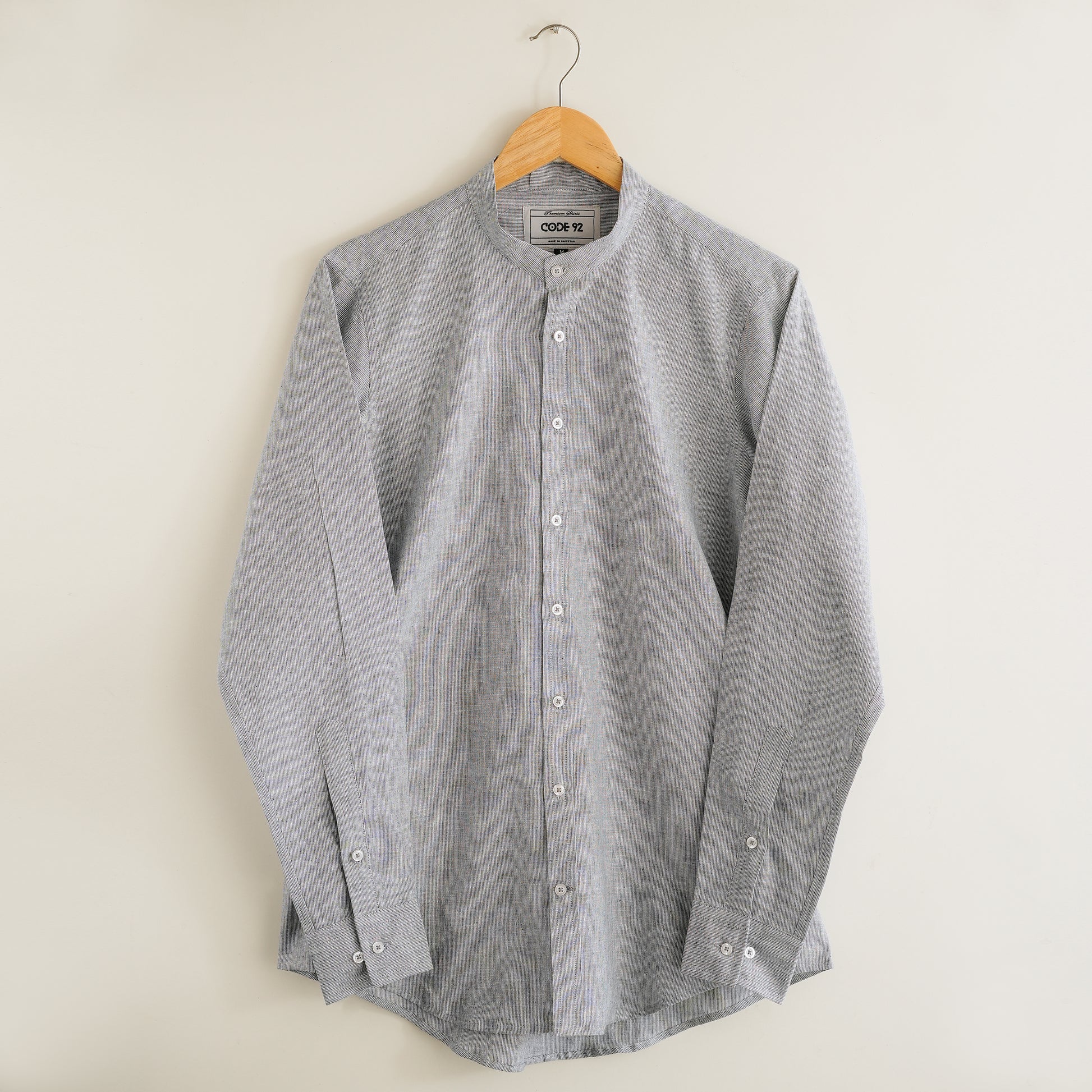 Grey & White Cotton Linen Shirt