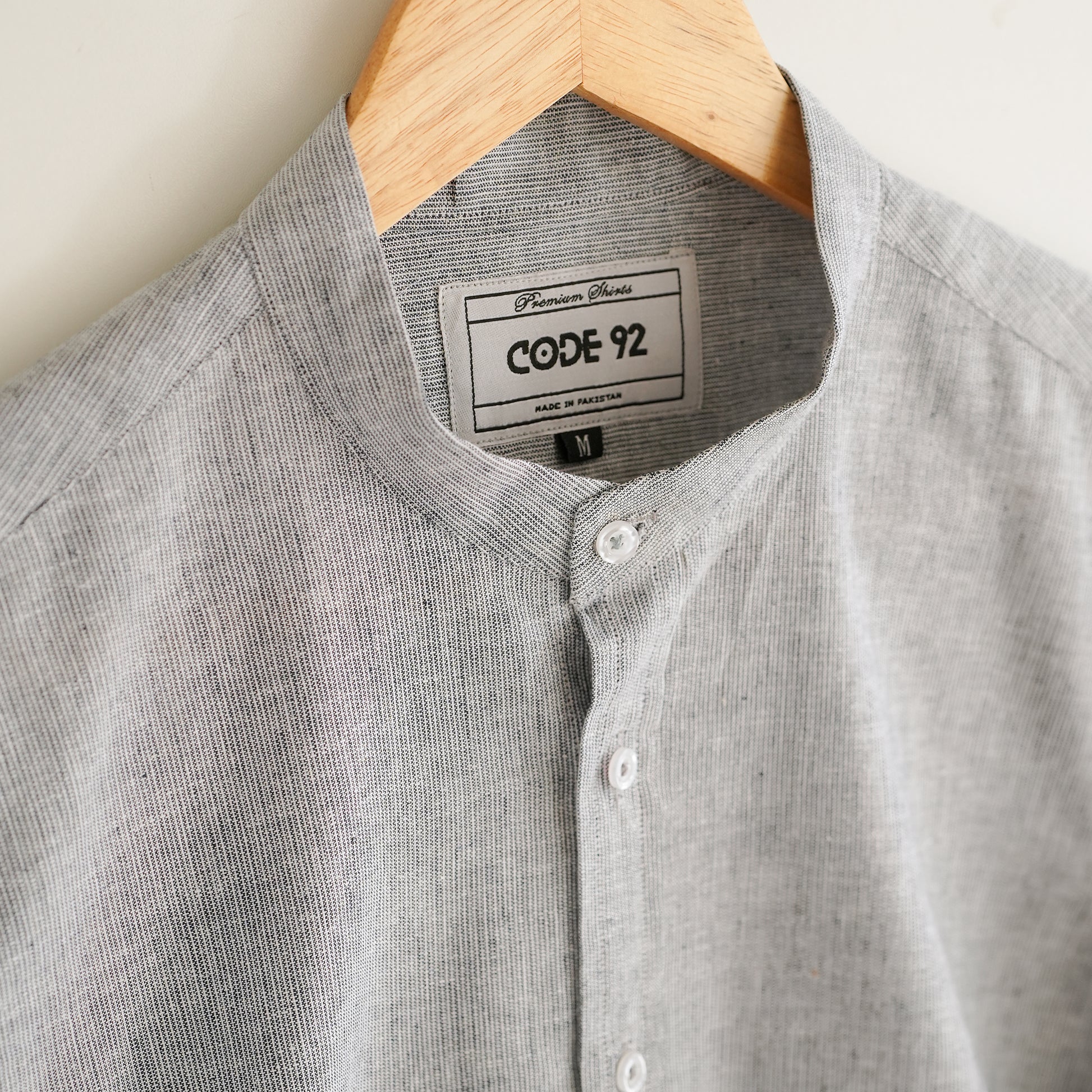 Grey & White Cotton Linen Shirt