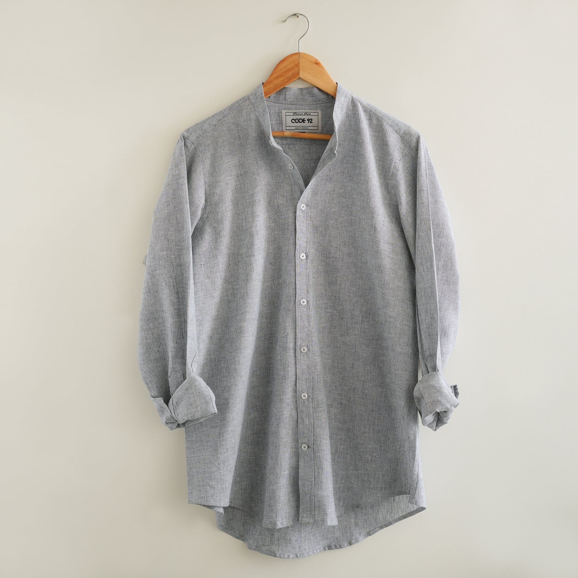 Grey & White Cotton Linen Shirt