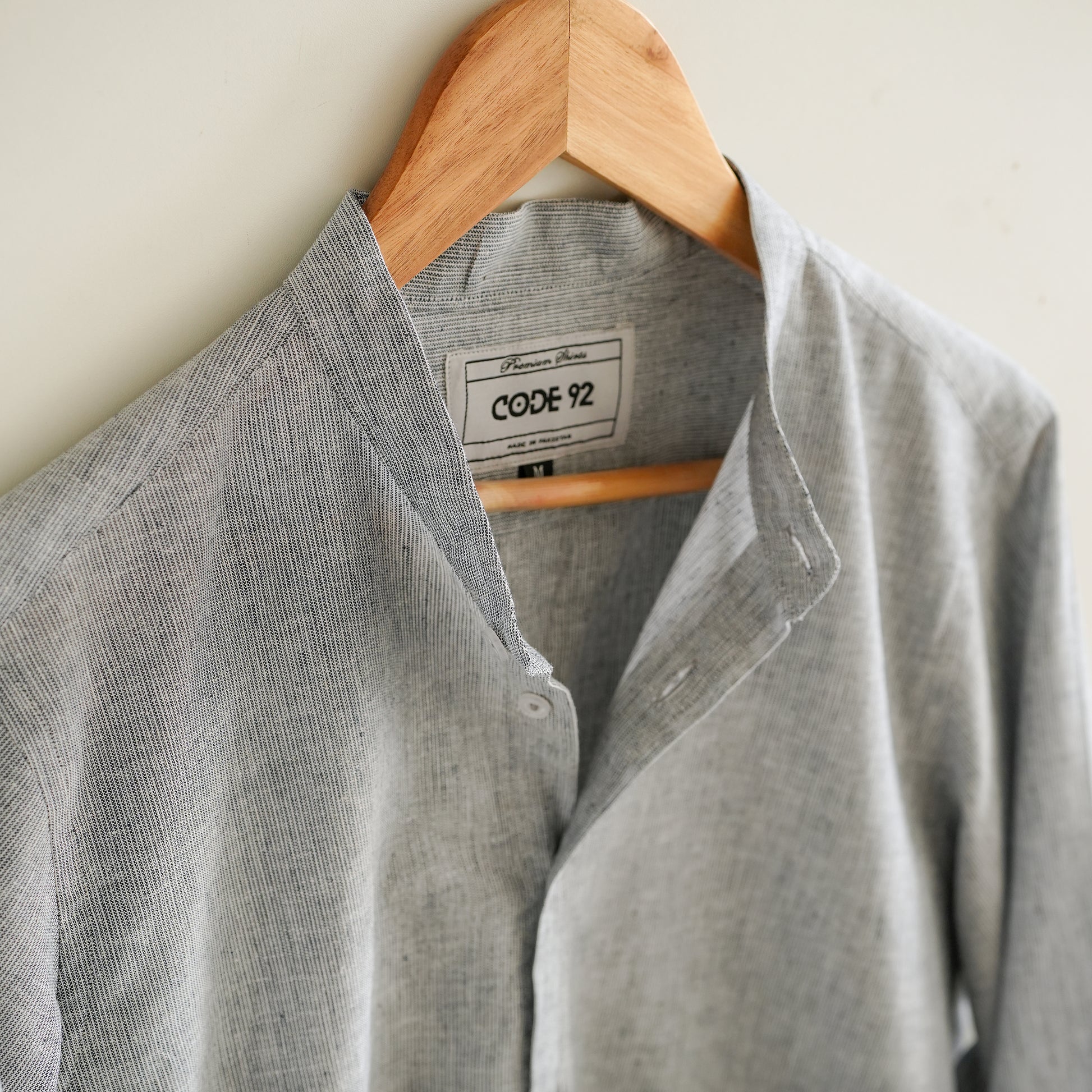 Grey & White Cotton Linen Shirt