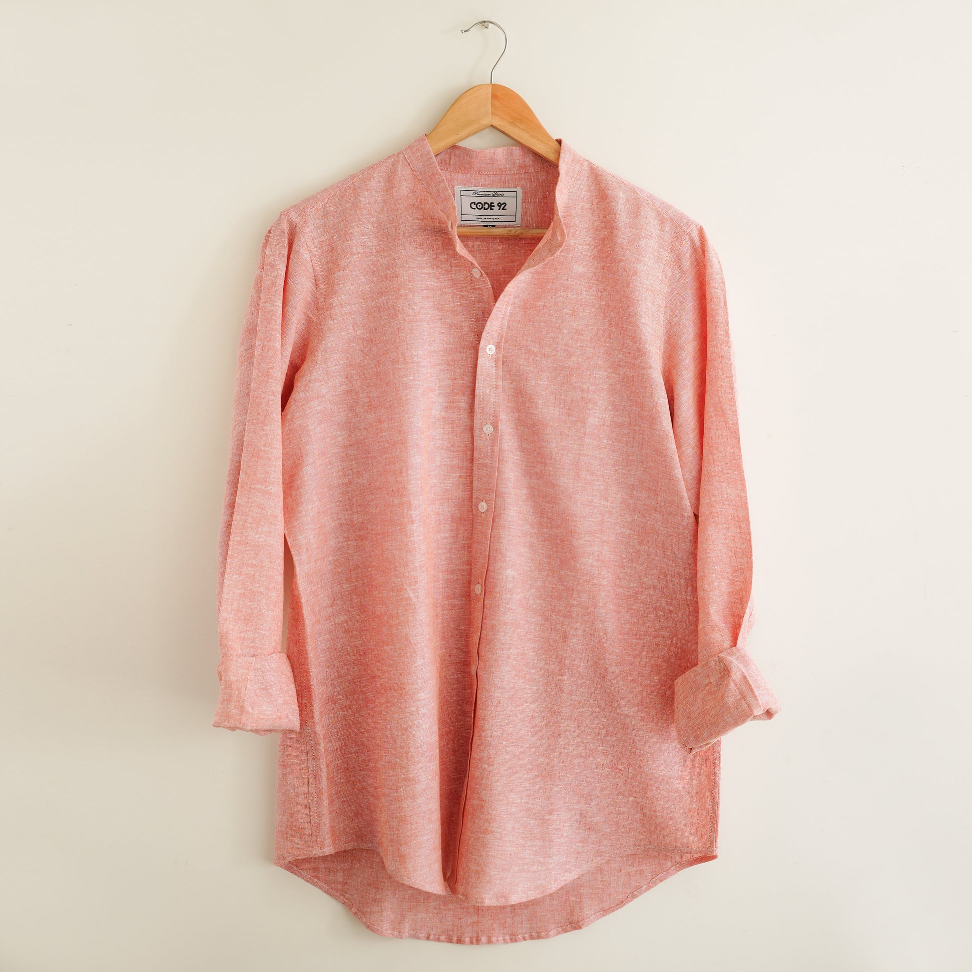 Orange & White Cotton Linen Shirt