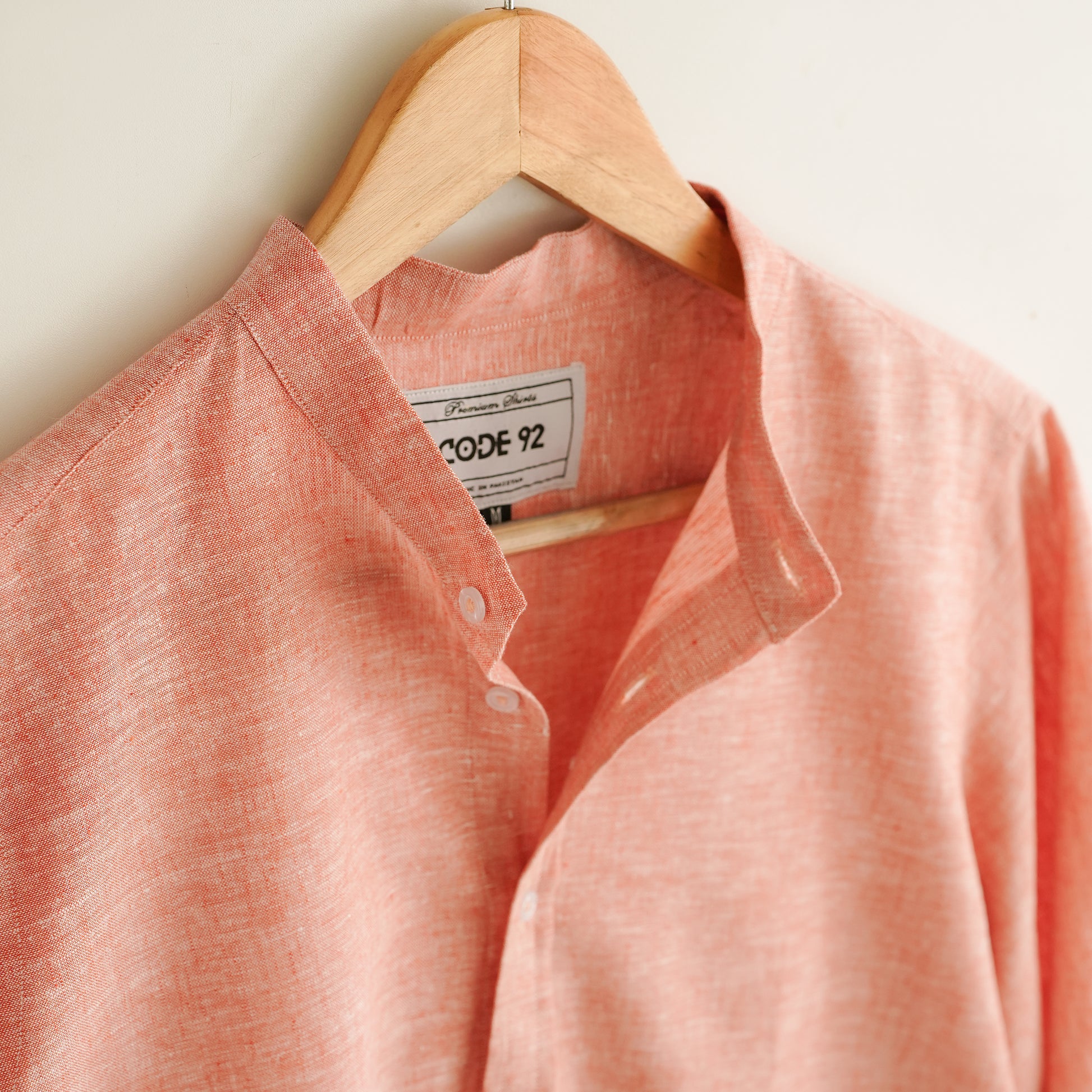 Orange & White Cotton Linen Shirt