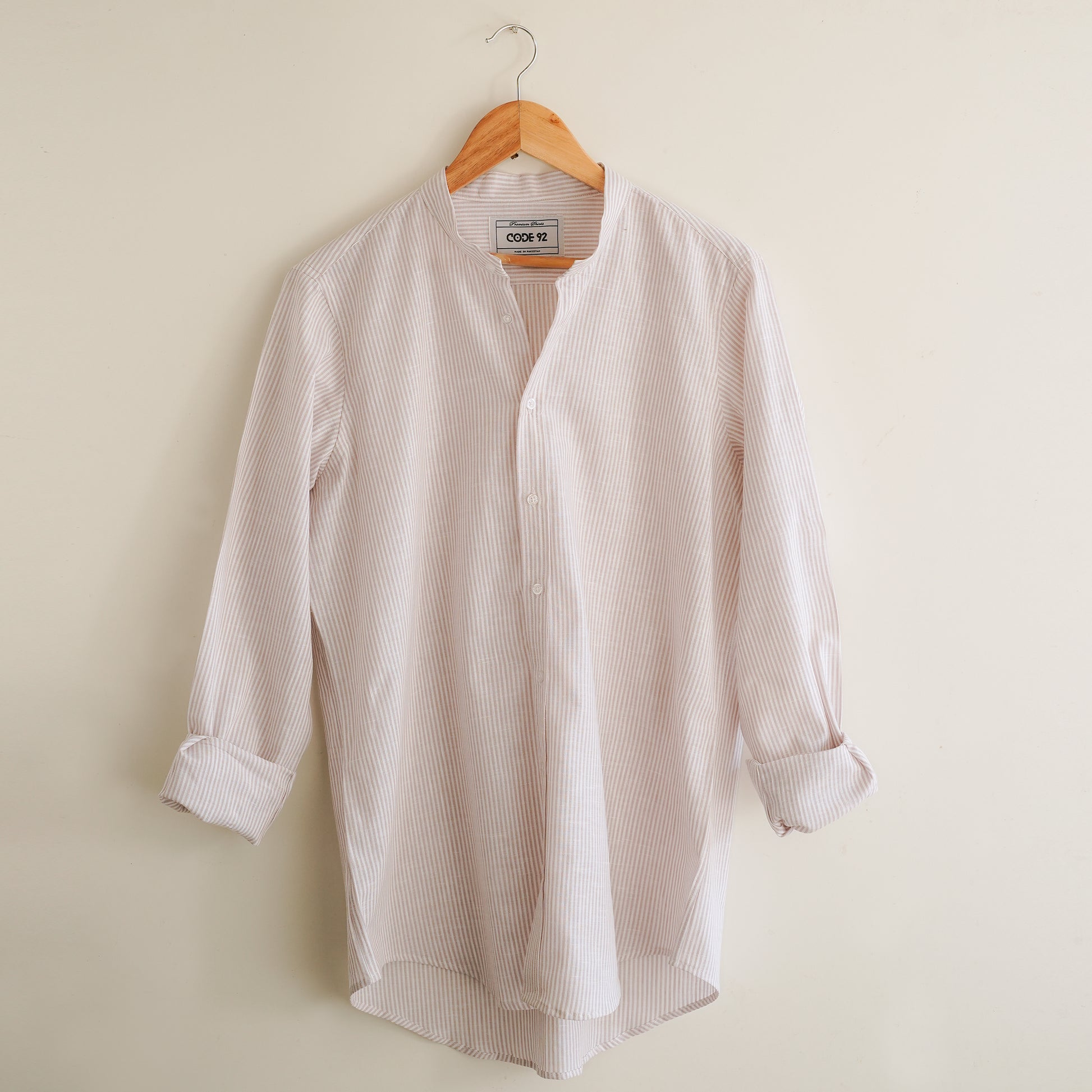Micro Coffee Striped Linen Shirt