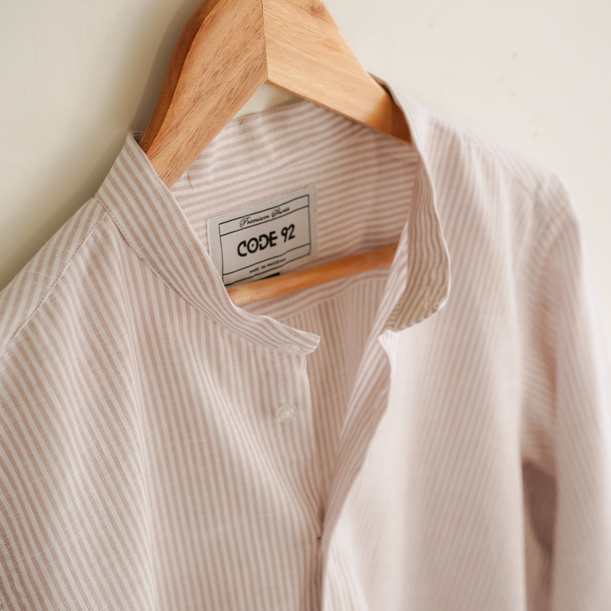 Micro Coffee Striped Linen Shirt