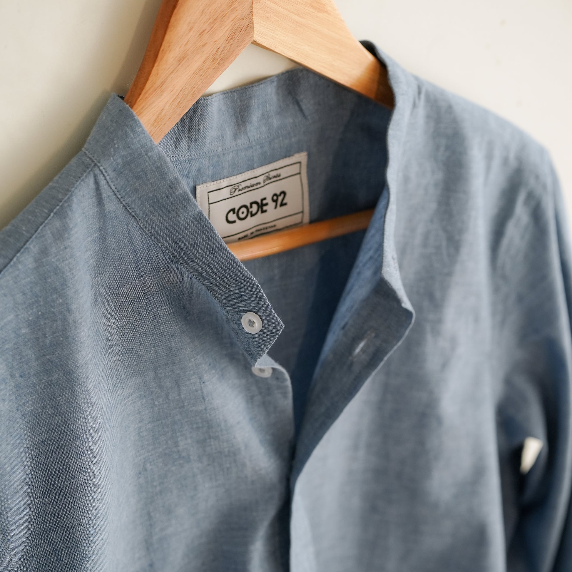 Denim Blue Cotton Linen Shirt