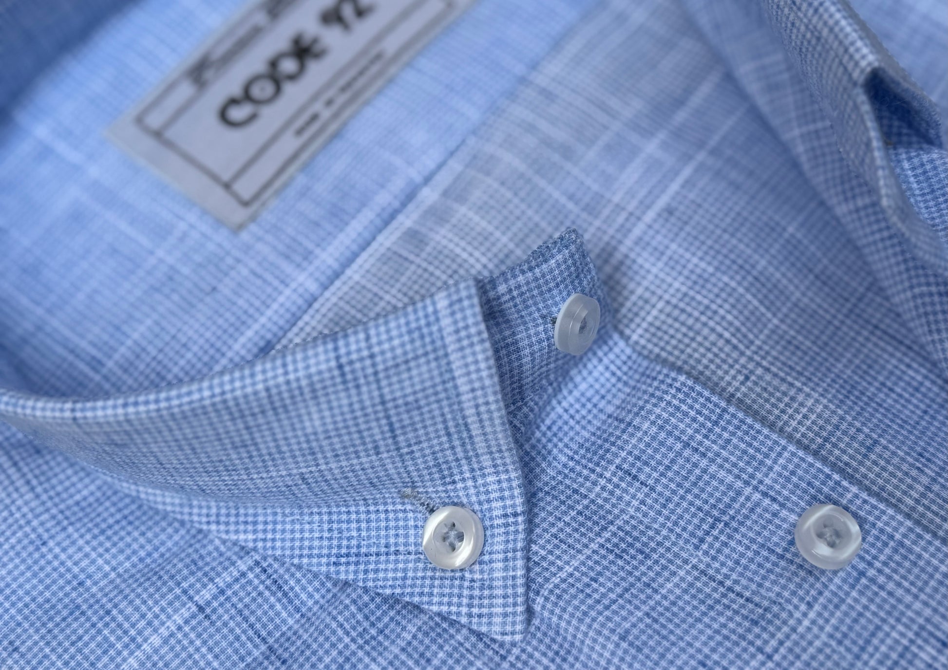 Sky Blue Checkered Powder Blue Linen Shirt