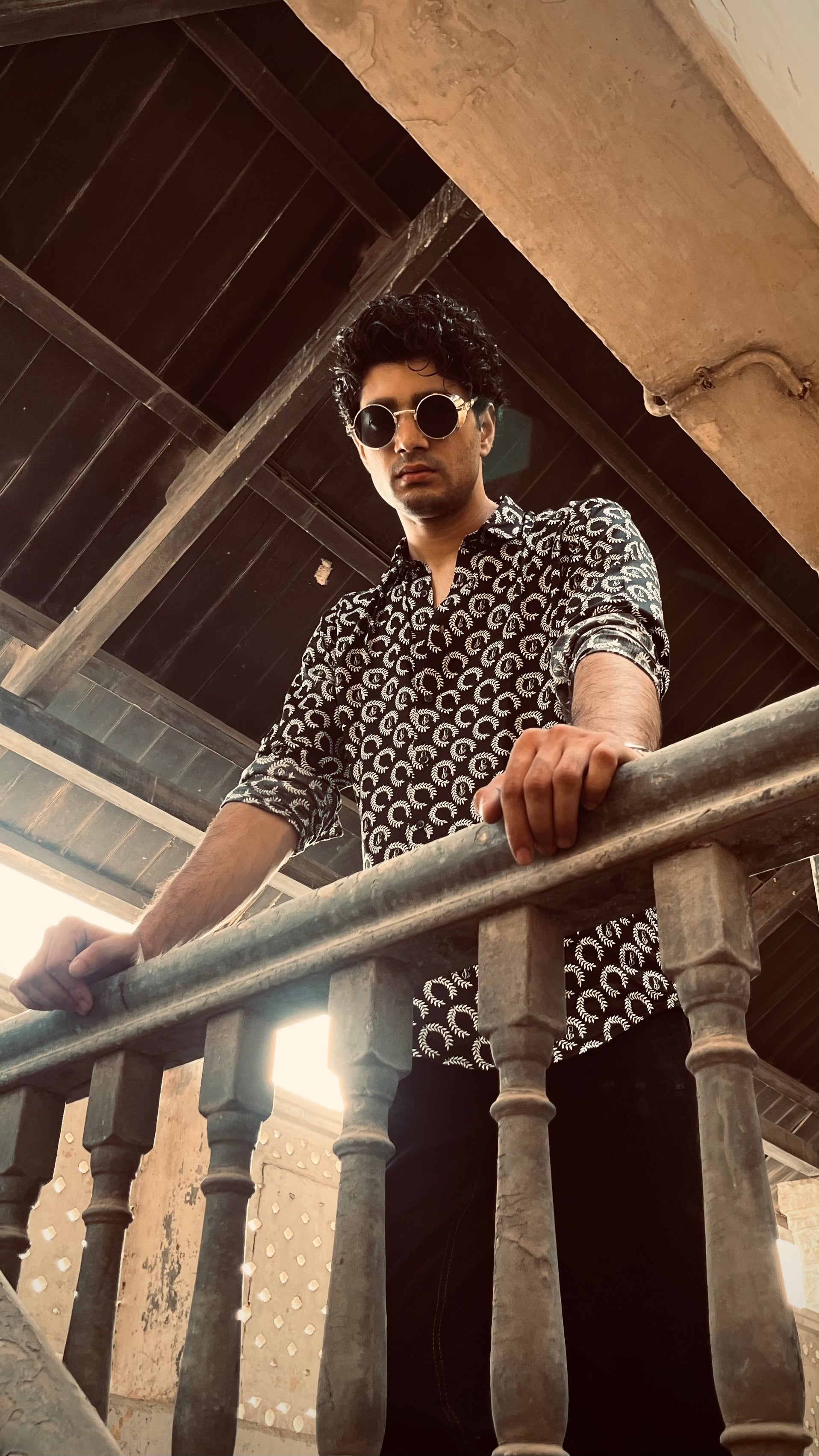 White & Black Printed Shirt