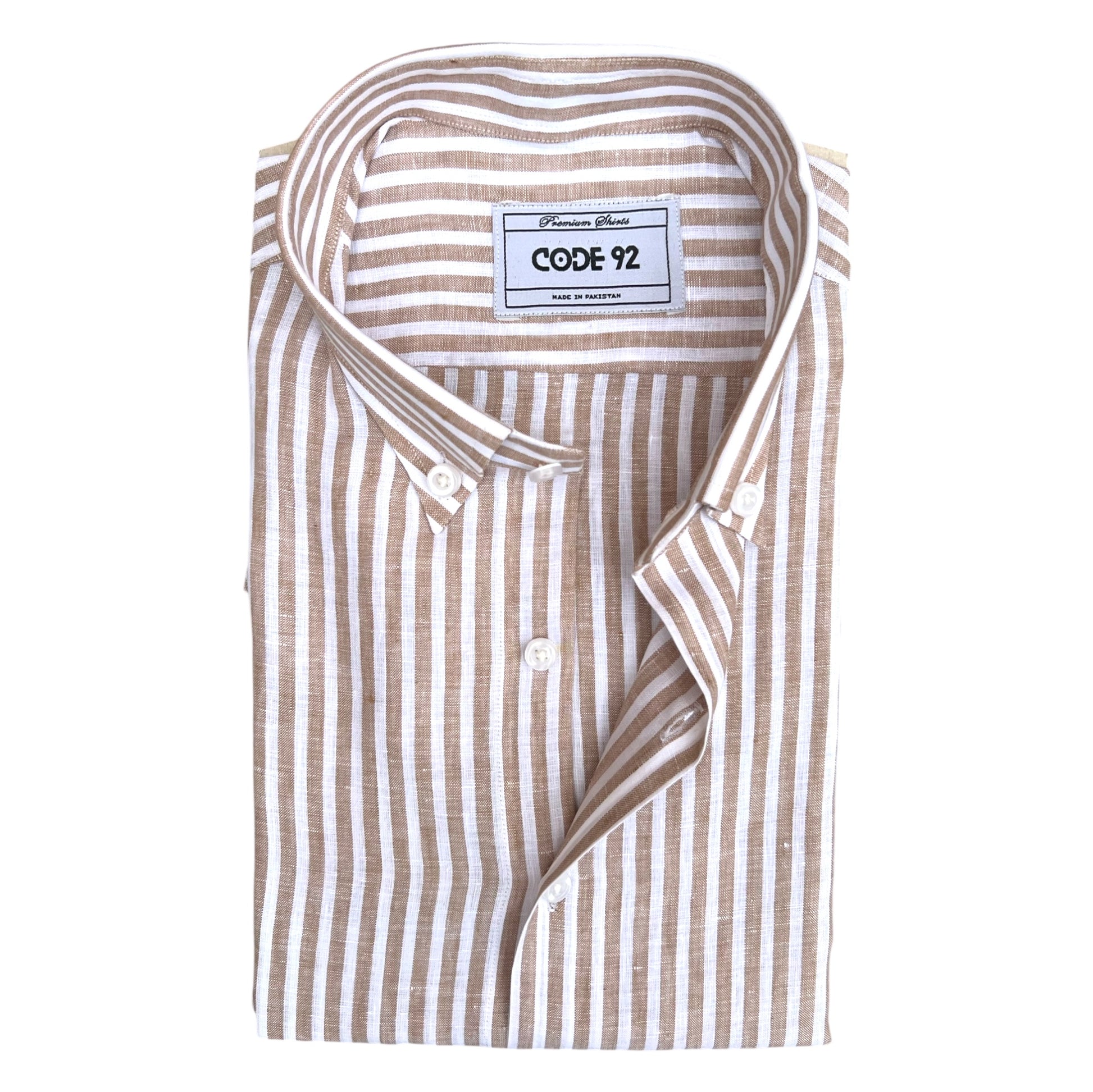Powder Brown Striped Linen Shirt