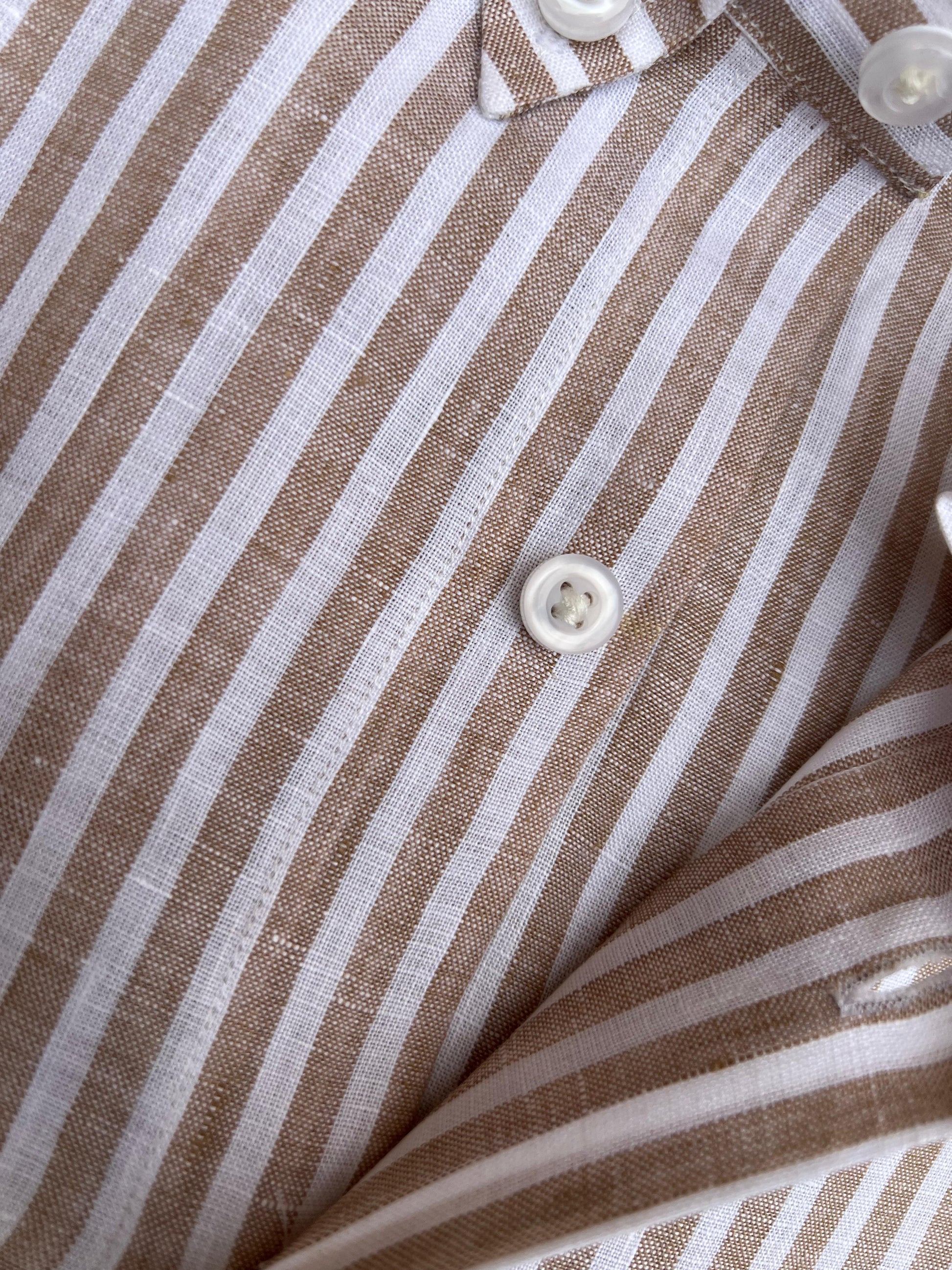Powder Brown Striped Linen Shirt