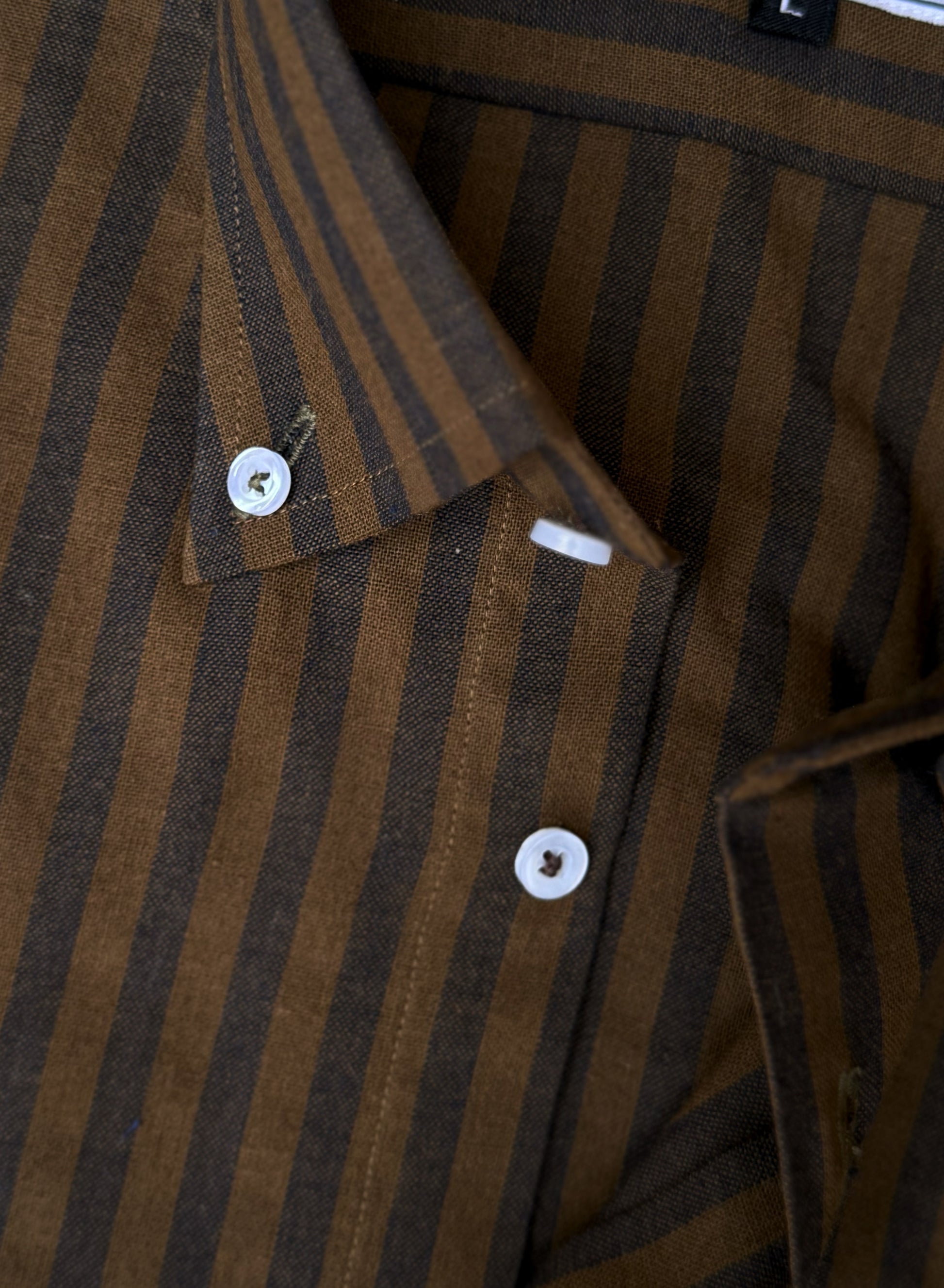 Thick Striped Cotton Linen Shirt