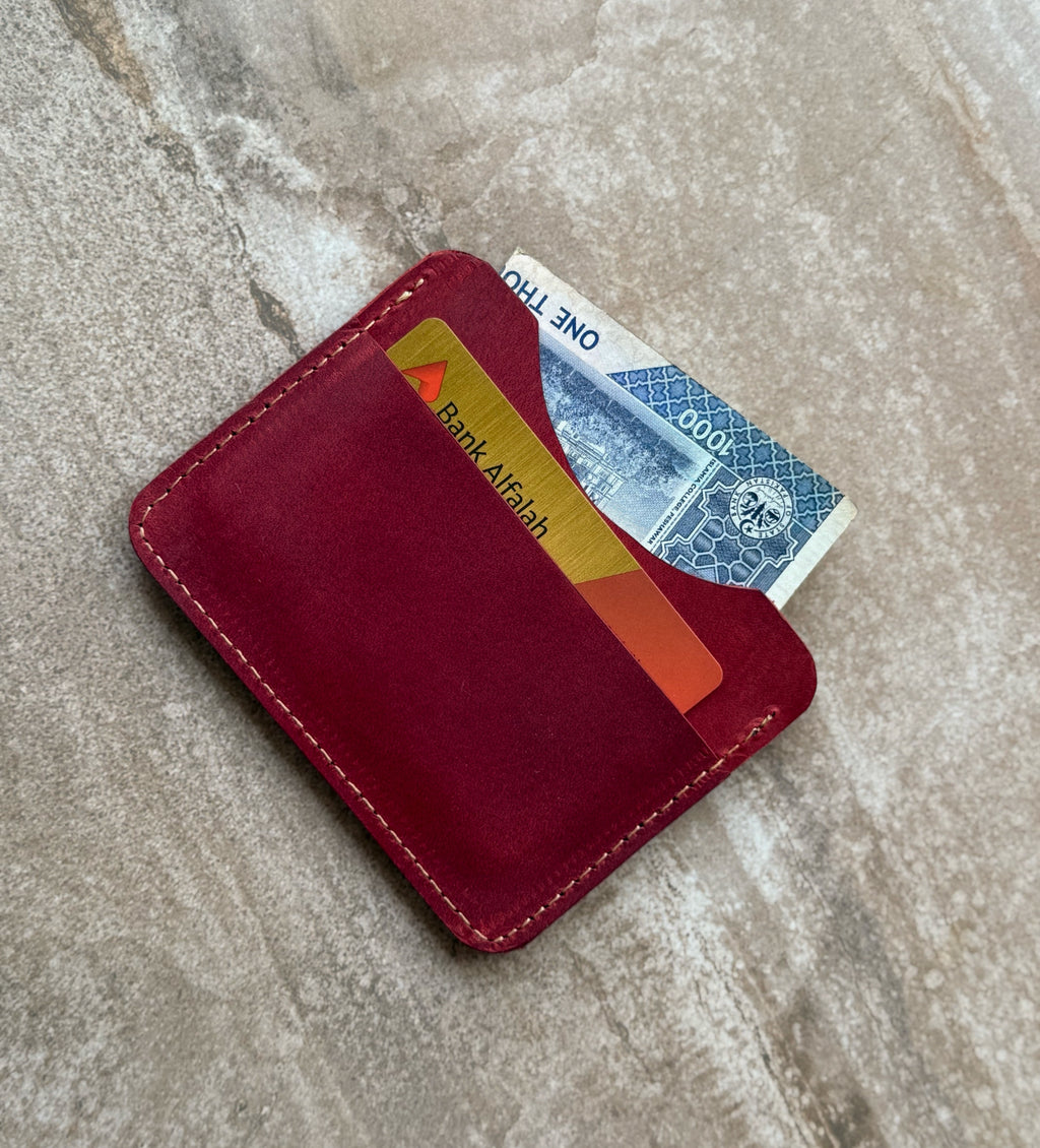 Brick Maroon Leather Card Holder