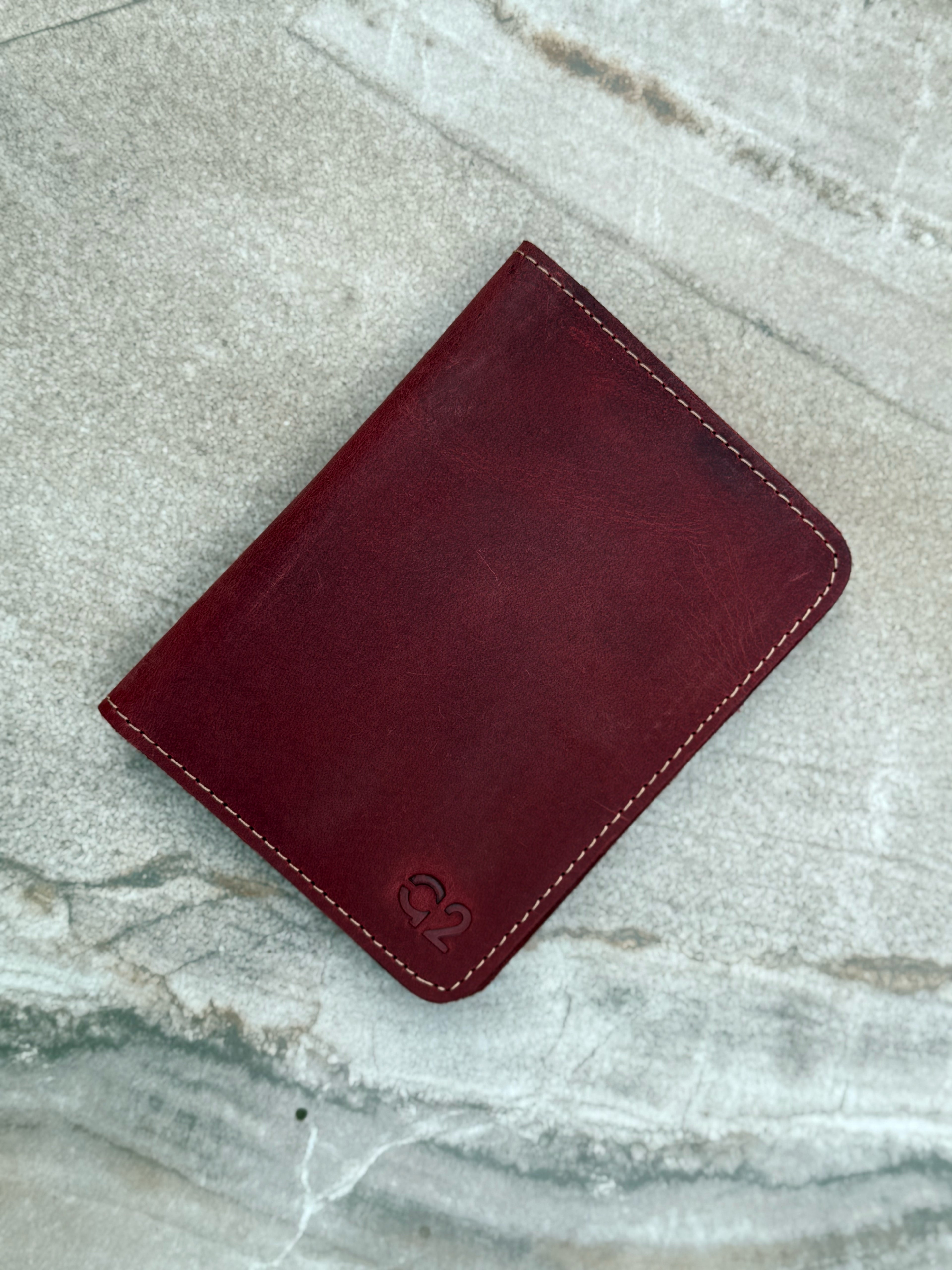 Brick Red Leather Passport Wallet