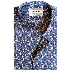 Blue Mini Floral Printed Shirt