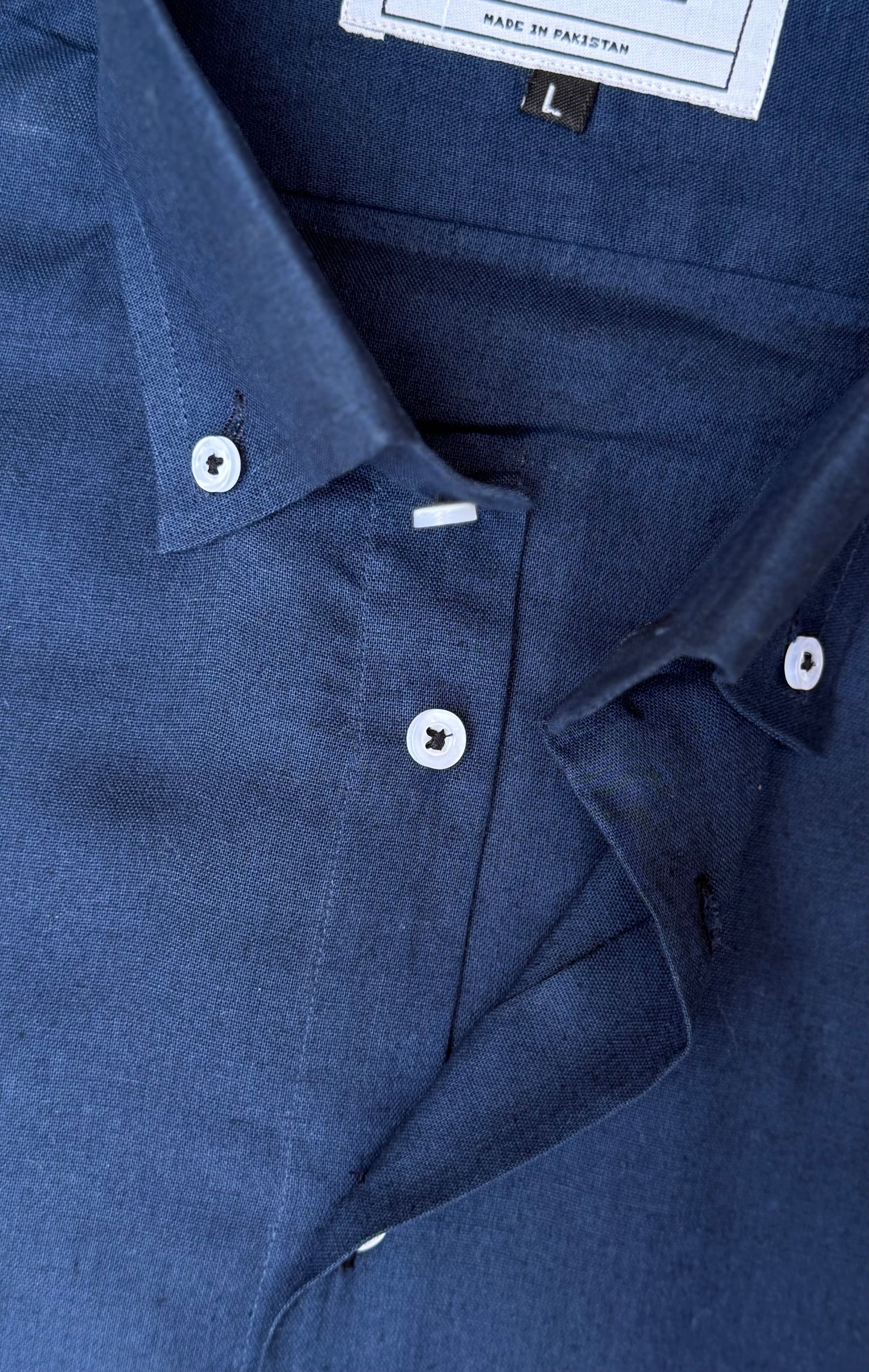 Navy Blue Linen Shirt