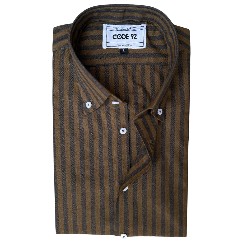 Thick Striped Cotton Linen Shirt