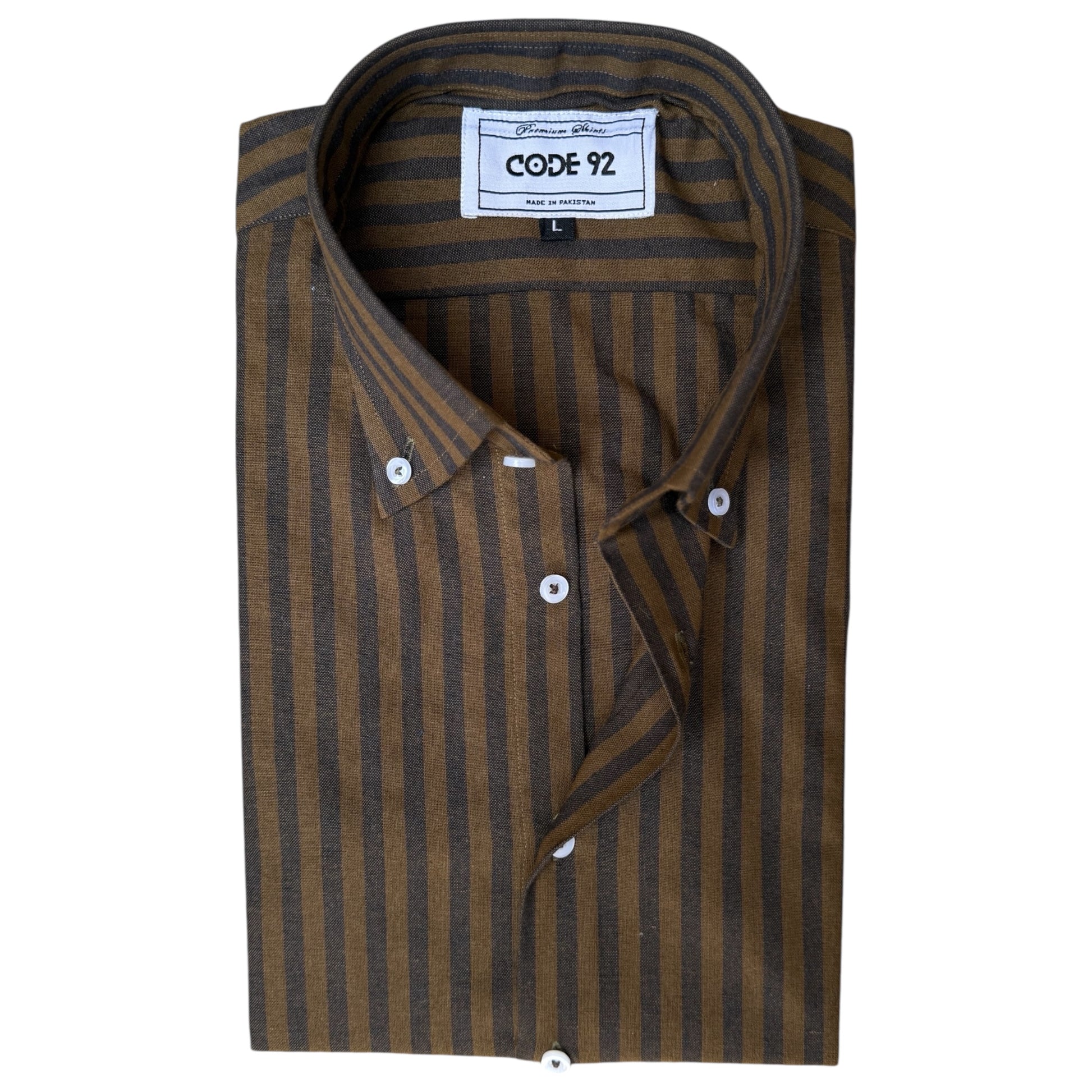Thick Striped Cotton Linen Shirt