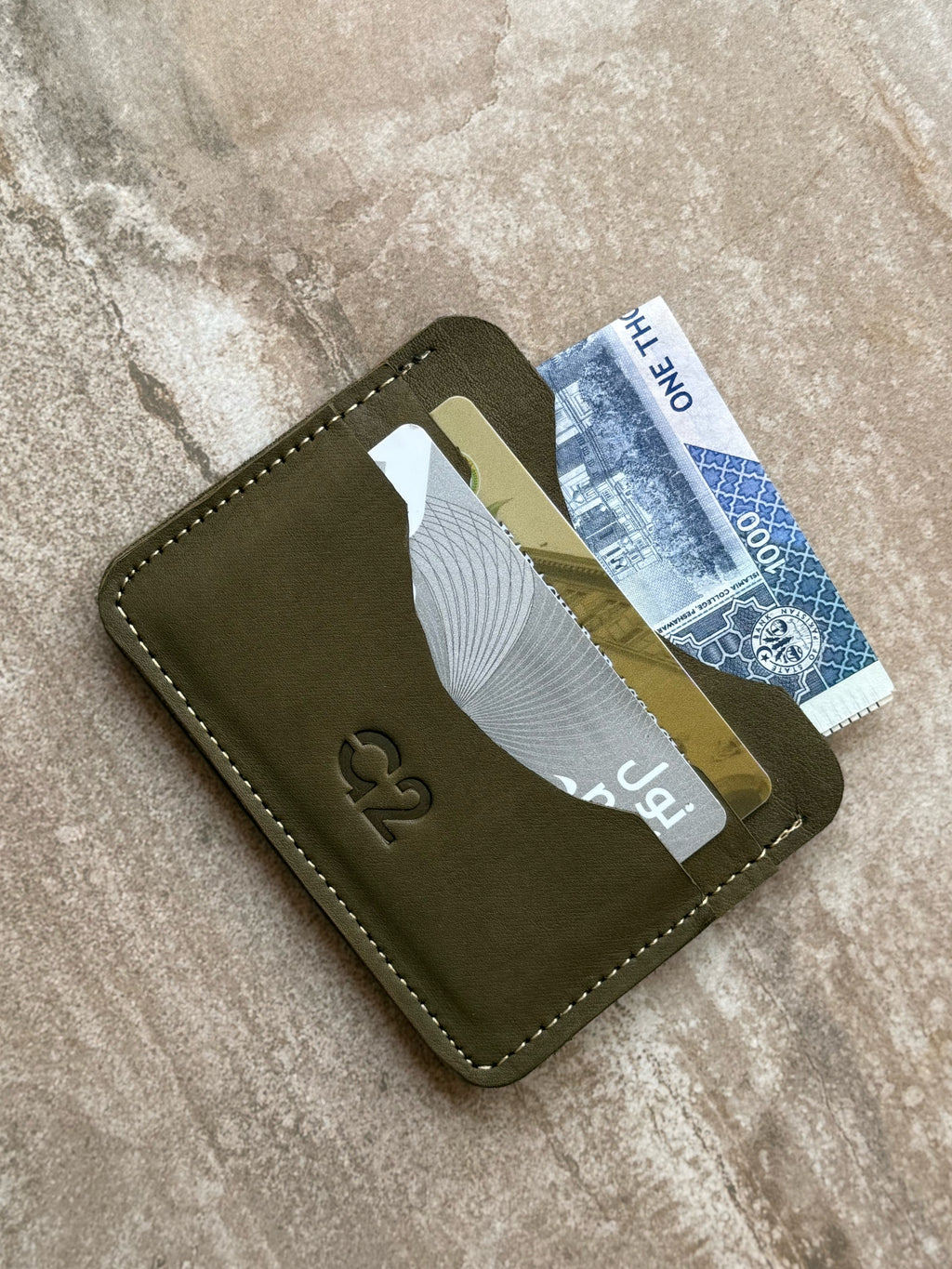 Olive Green Leather Card Holder
