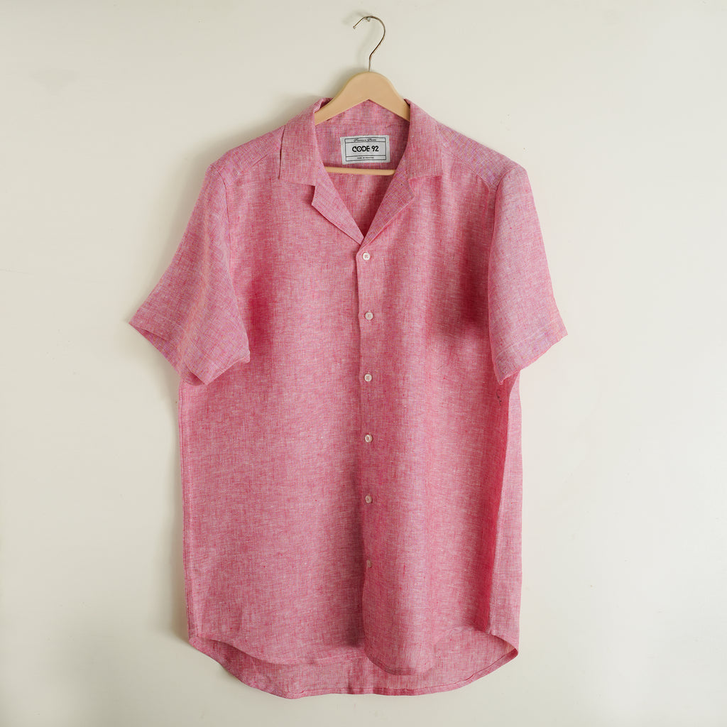 Pink & White Cuban Linen Shirt