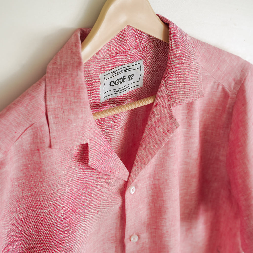 Pink & White Cuban Linen Shirt