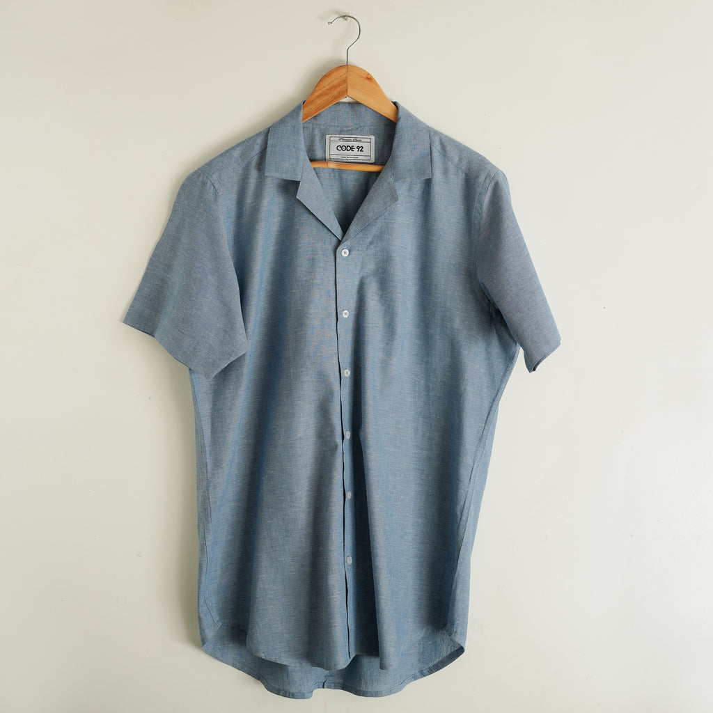 Blue Cuban Cotton Linen Shirt