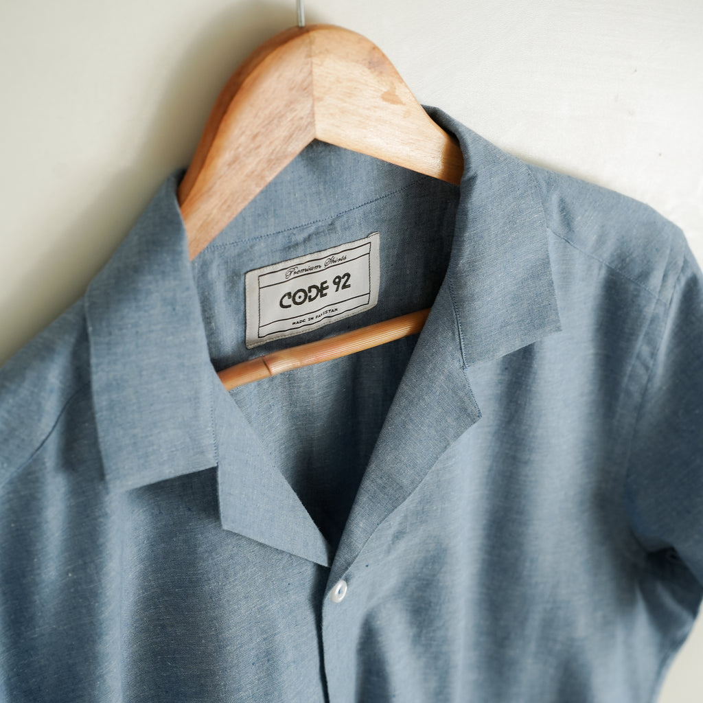 Blue Cuban Cotton Linen Shirt