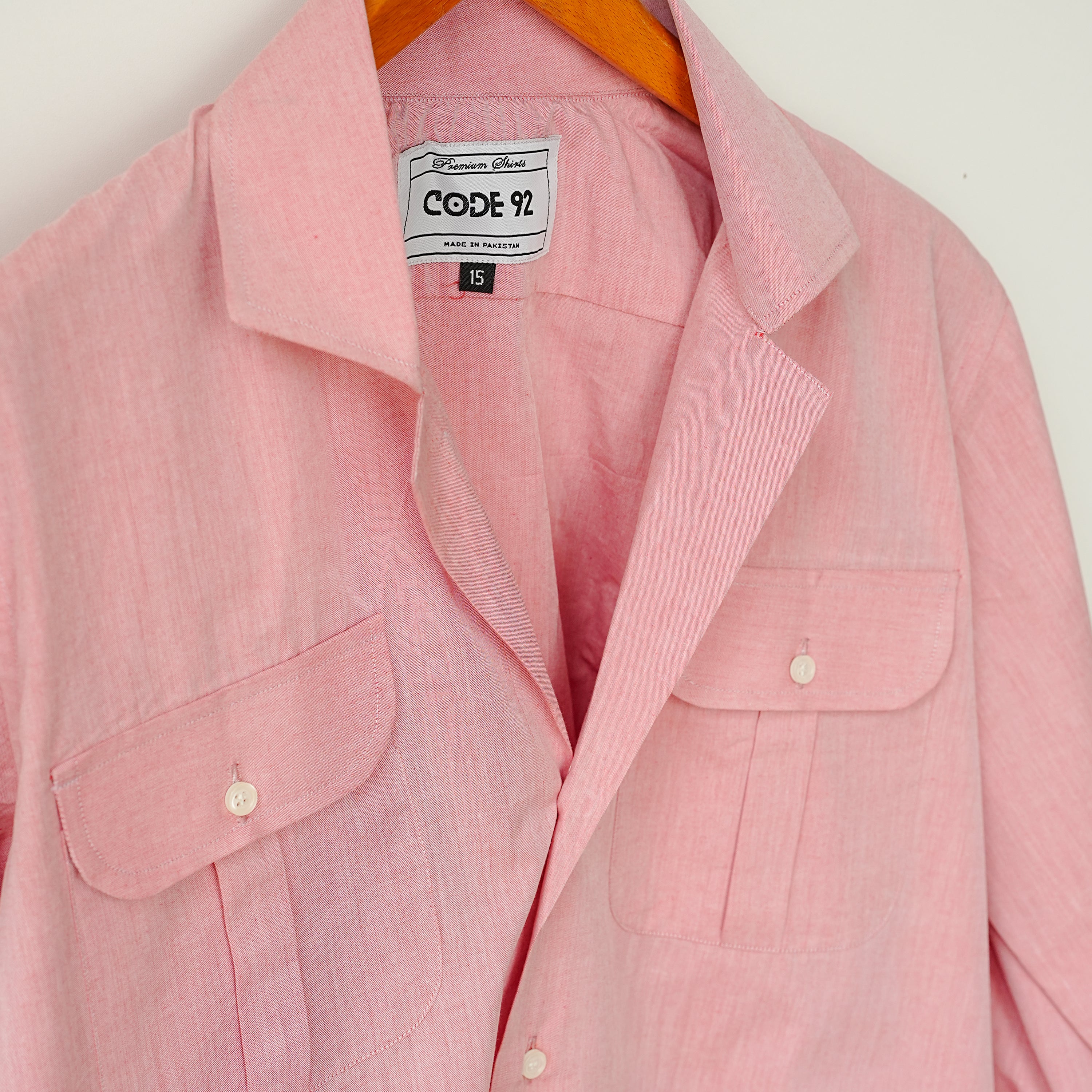Pink Double Pocket Linen Shirt