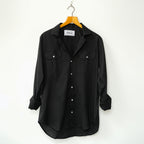 Black Double Pocket Linen Shirt