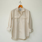Beige Double Pocket Linen Shirt