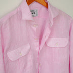 Powder Pink Double Pocket Linen Shirt