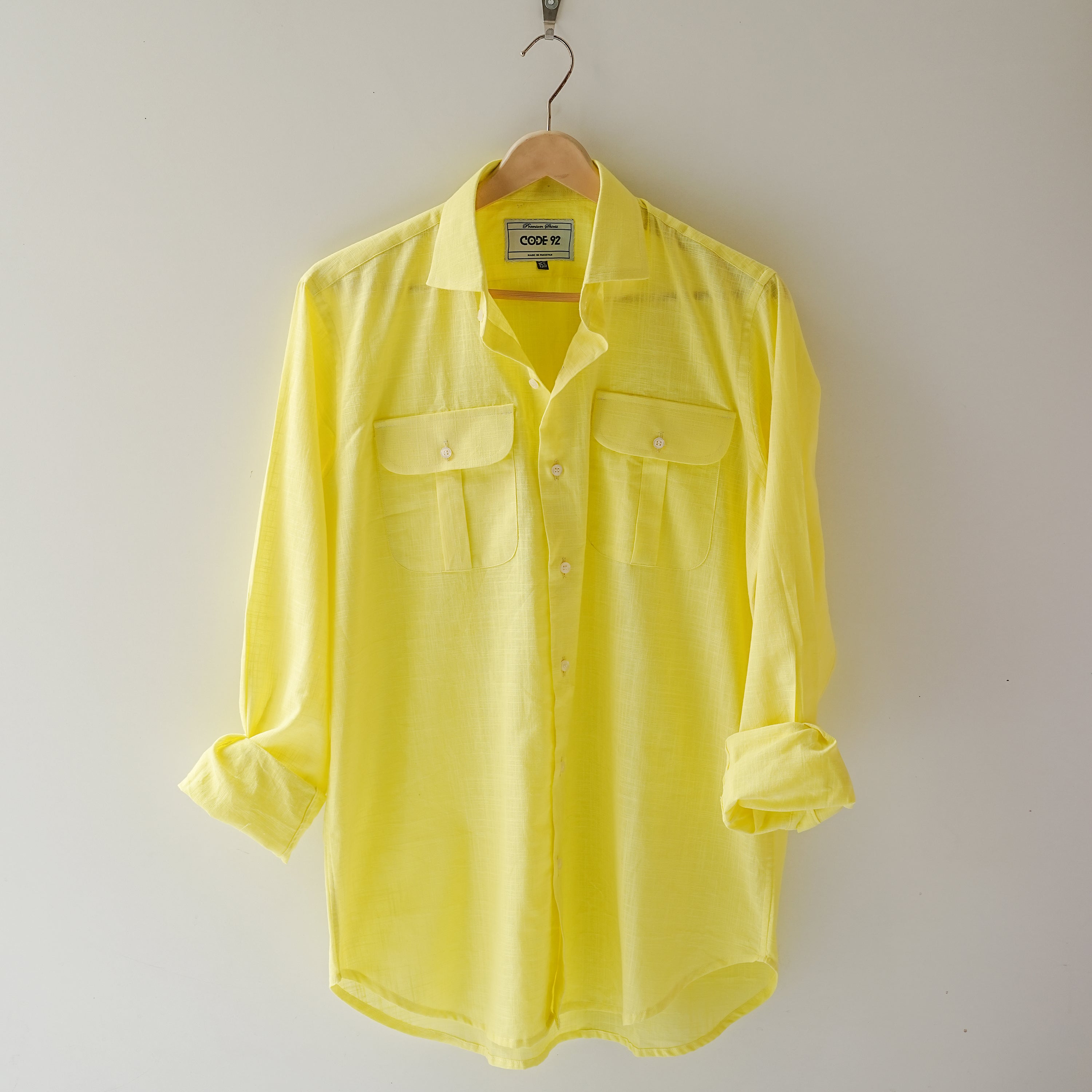 Yellow Double Pocket Linen Shirt