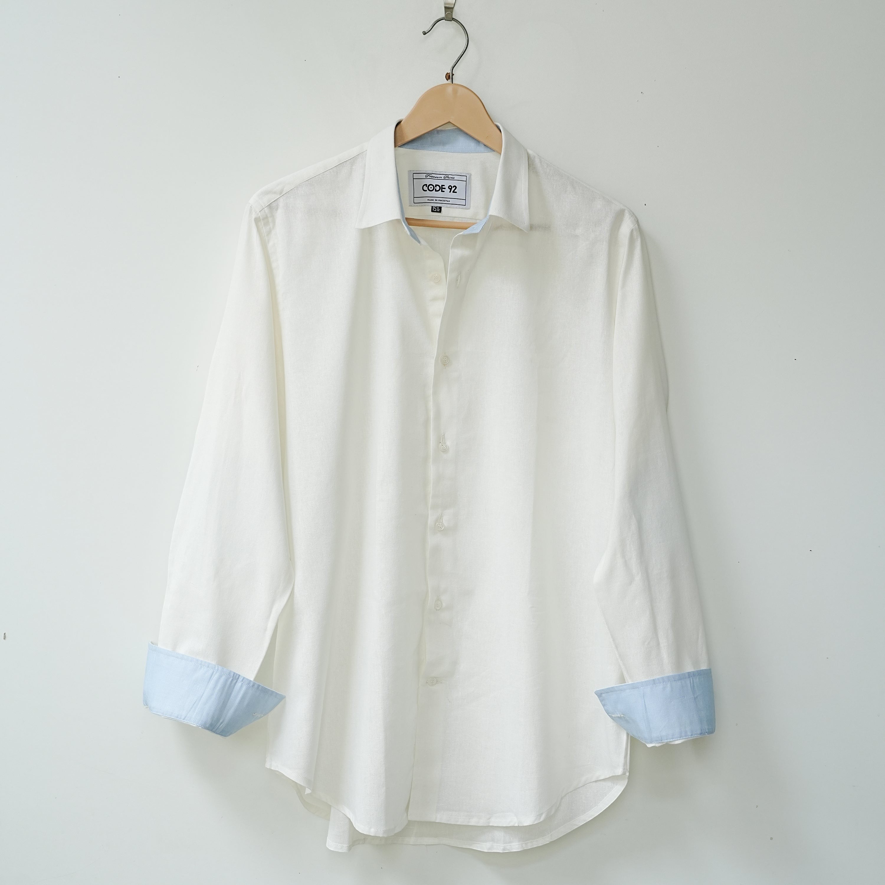 White with Blue Linen Shirt