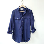 Navy Blue Double Pocket Linen Shirt